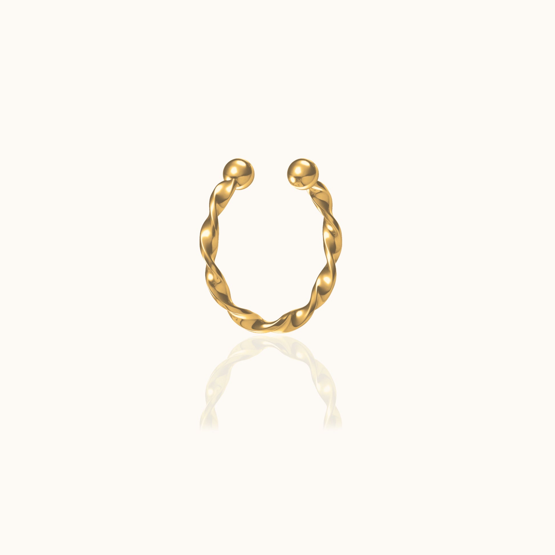 Gold Twist Cartilage Fake Piercing Cuff Single Thick Twisted Ear Cuff