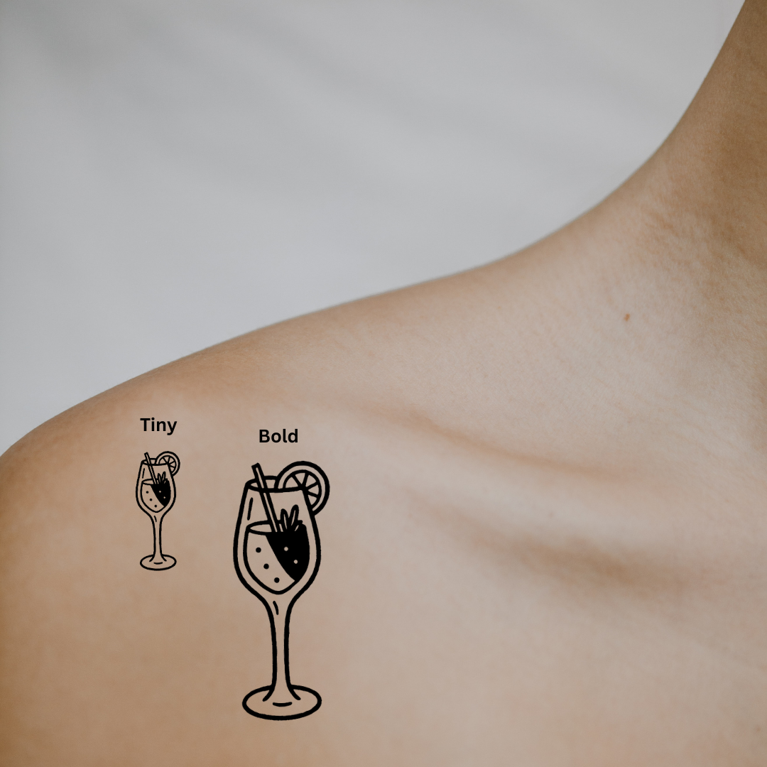 Sip Happens — Cheers to Good Vibes by DOVIANA Tattoo Studio (height 0.5‘’)