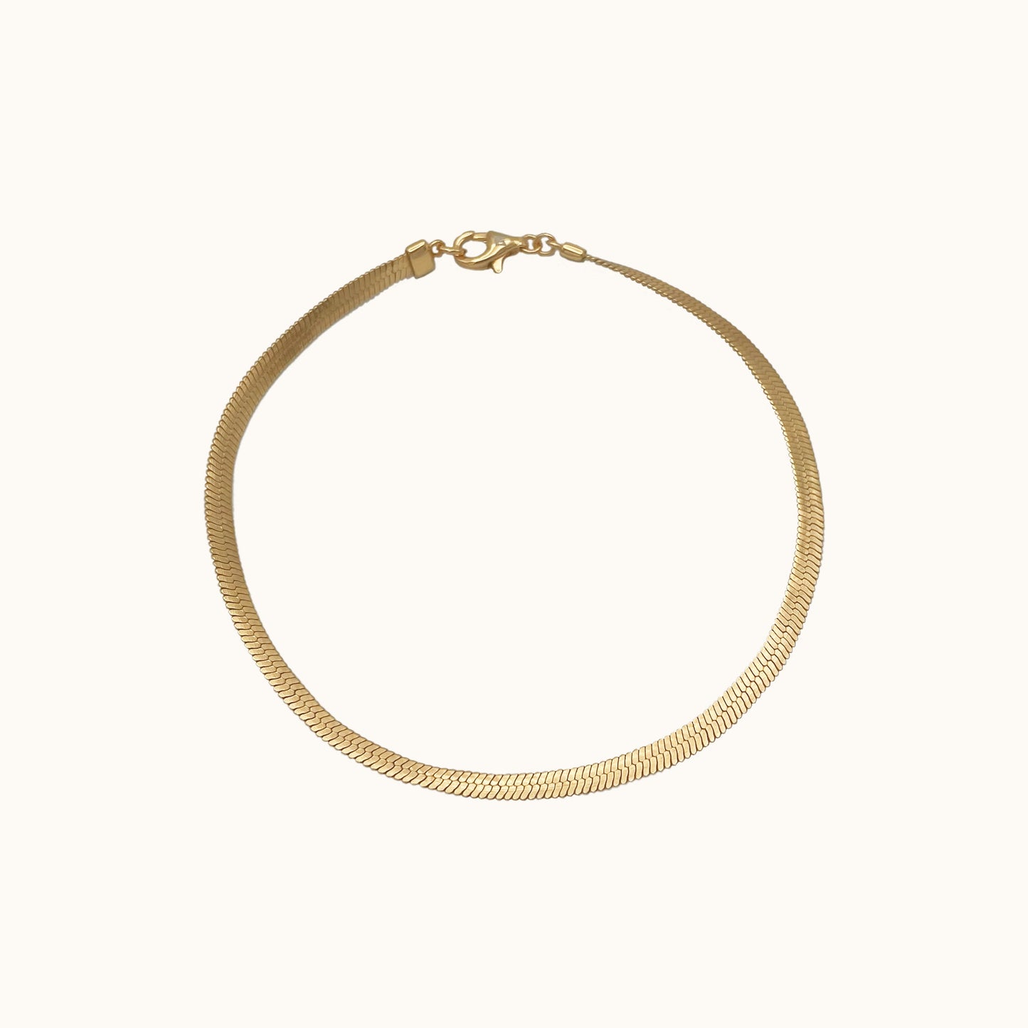 3mm Herringbone Bracelet Snake Chain Bracelet 18K Gold Bold Flat Herringbone Chain Classic Minimal Women's Herringbone Bracelet by DOVIANA