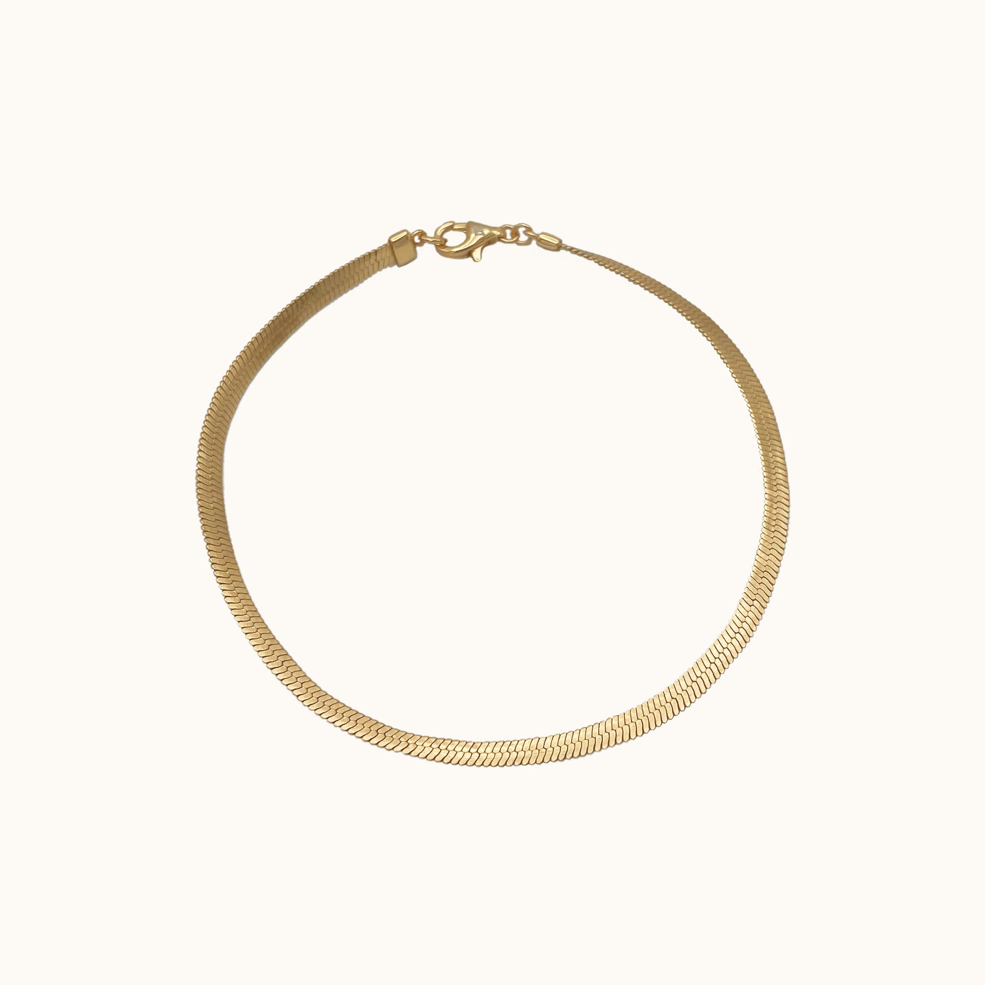 3mm Herringbone Bracelet Snake Chain Bracelet 18K Gold Bold Flat Herringbone Chain Classic Minimal Women's Herringbone Bracelet by DOVIANA