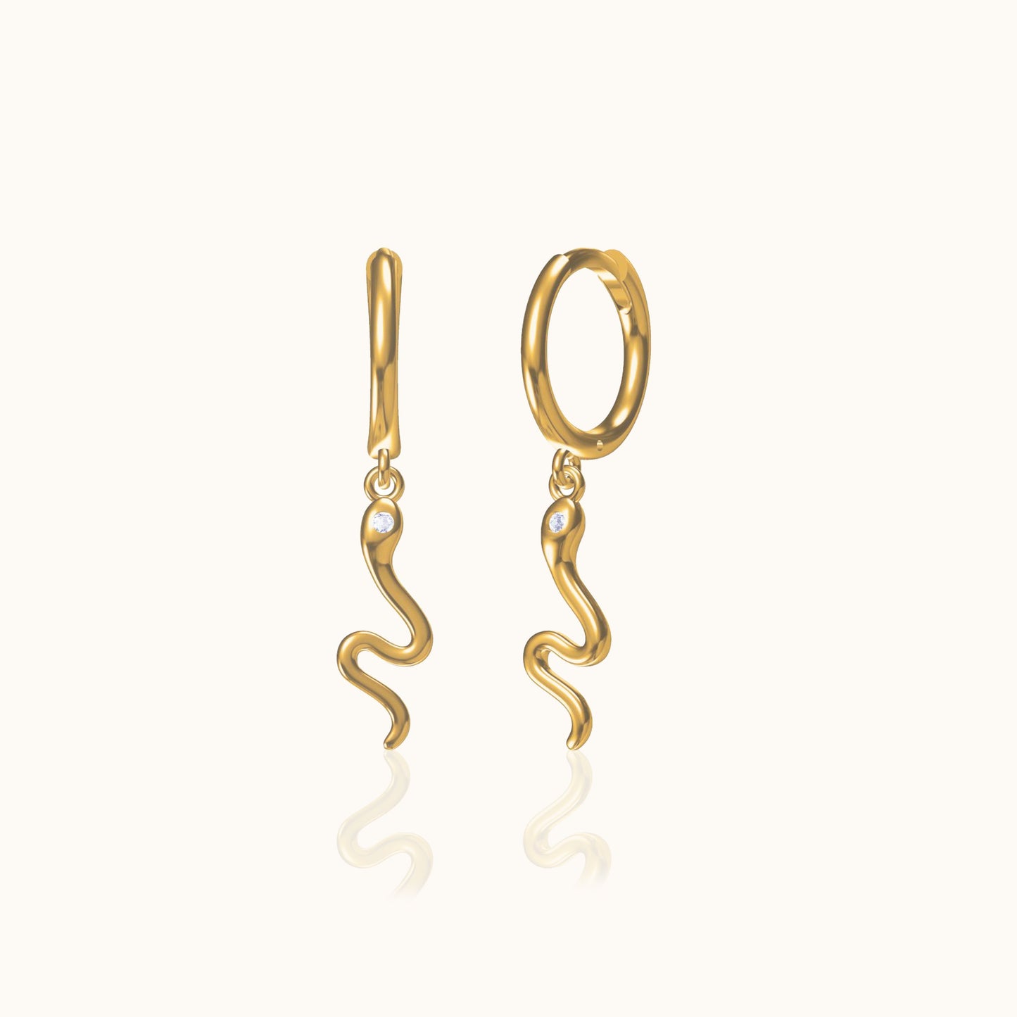 Eternal Love Serpent Dangle Gold Animal Charm Drop Snake Dangle Earrings by Doviana