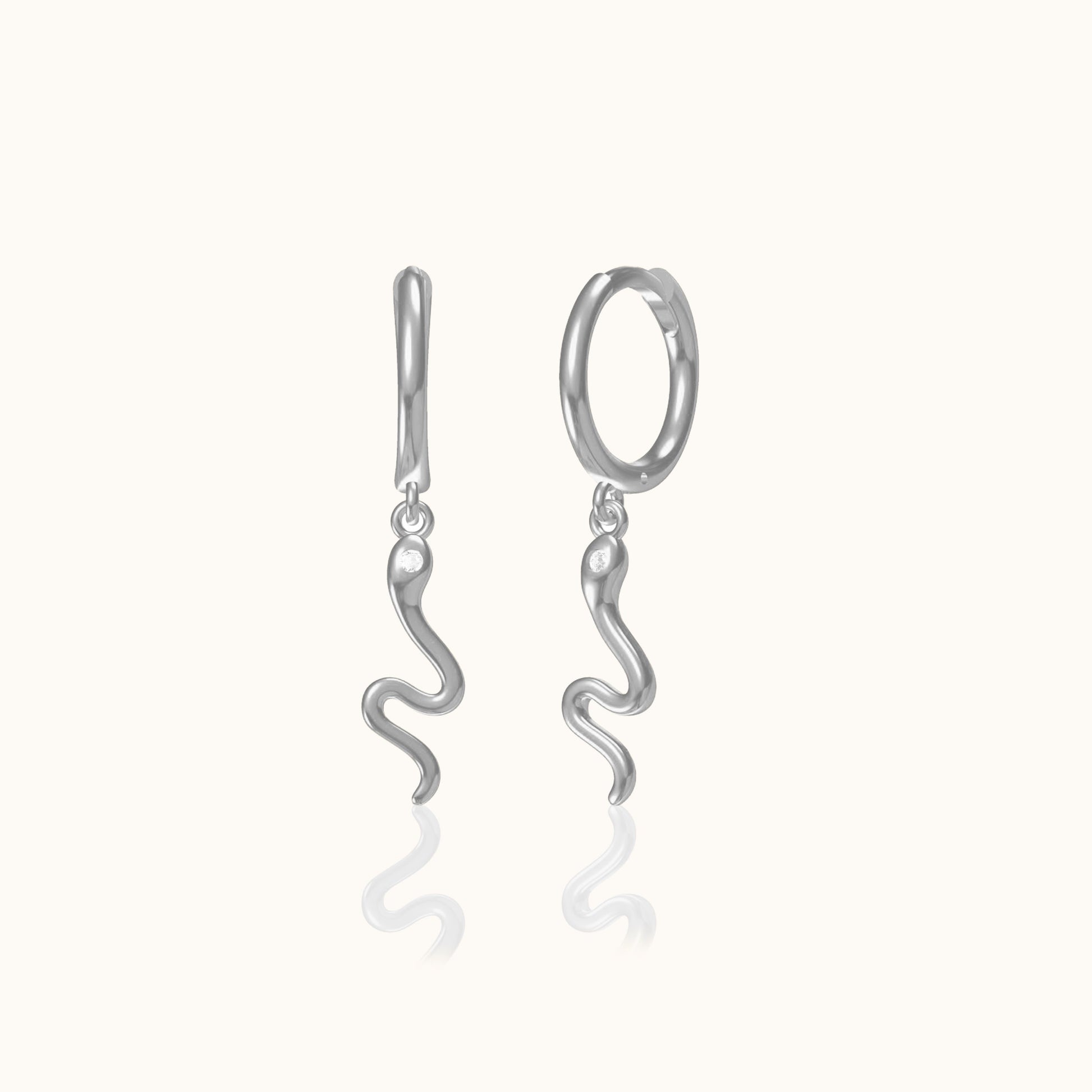 Eternal Love Serpent Dangle 925 Sterling Silver Animal Charm Drop Snake Dangle Earrings by Doviana