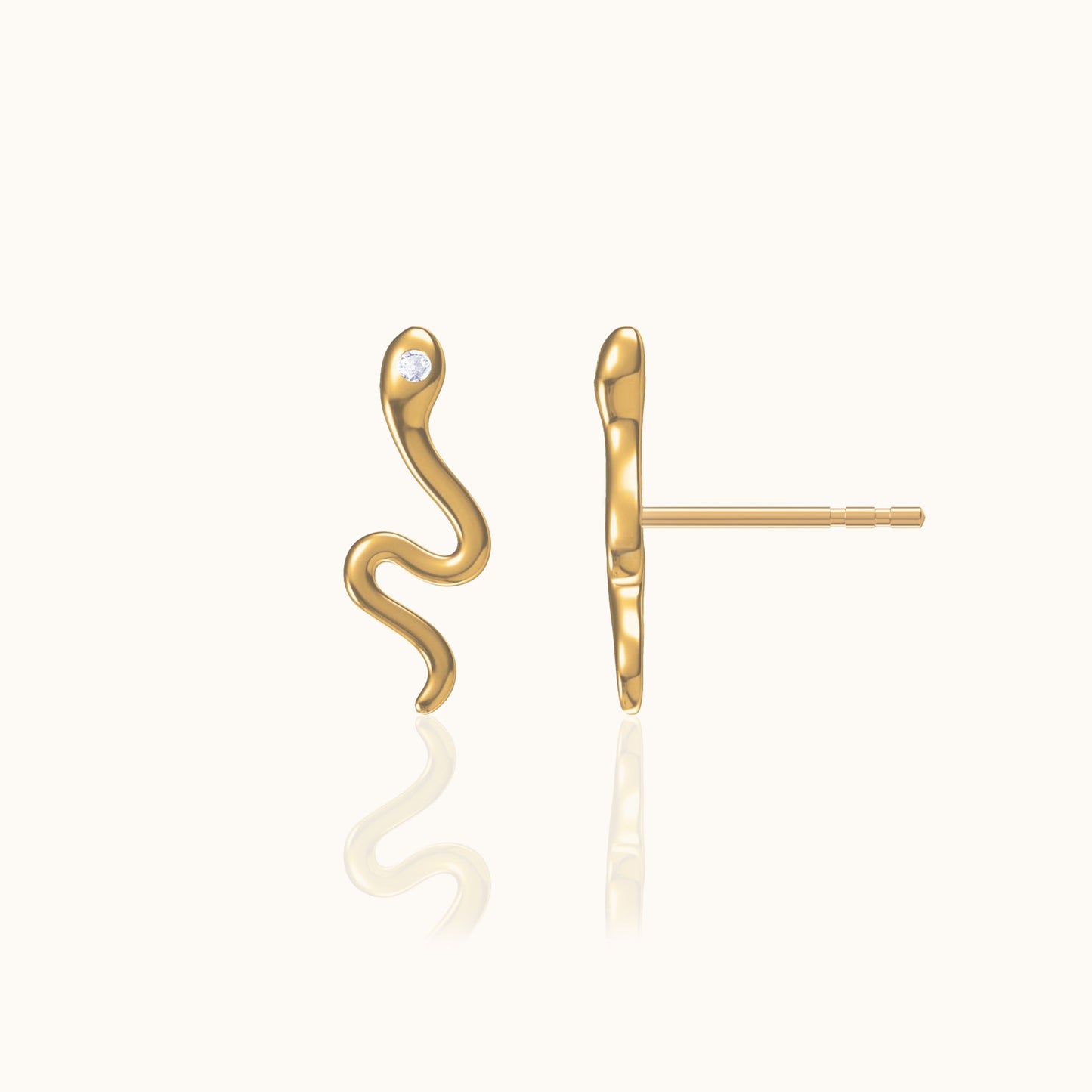 Petite Sleek Serpent Charm Animal Lover Mini Gold Snake Stud Earrings by Doviana