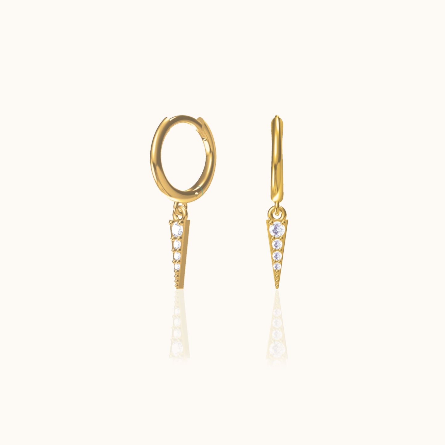 CZ Pave Petite Spikes Drop Huggie Hoops Tiny Gold Spike CZ Dangle Hoop Earrings by Doviana
