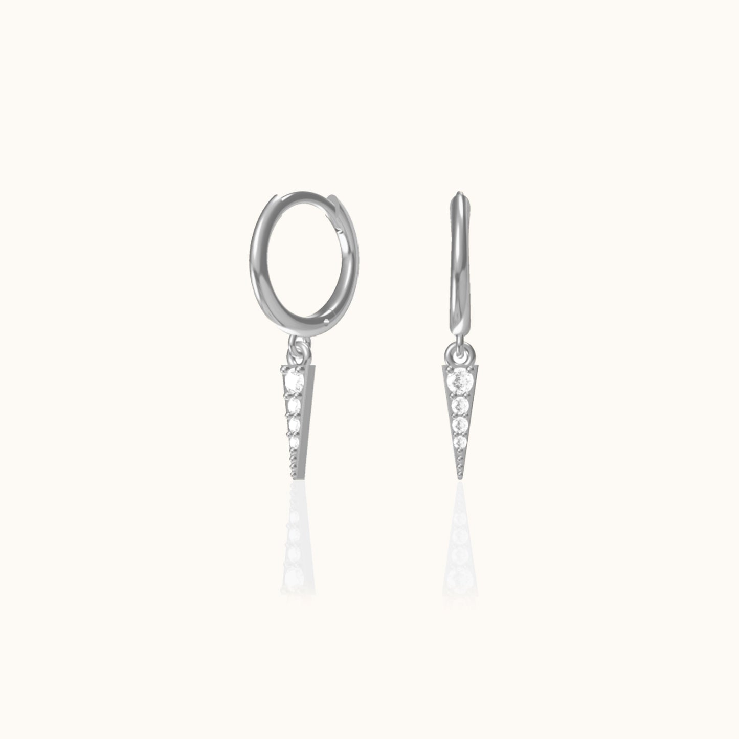 CZ Pave Petite Spikes Drop Huggie Hoops Tiny 925 Sterling Silver Spike CZ Dangle Hoop Earrings for Men Genderless Unisex by Doviana