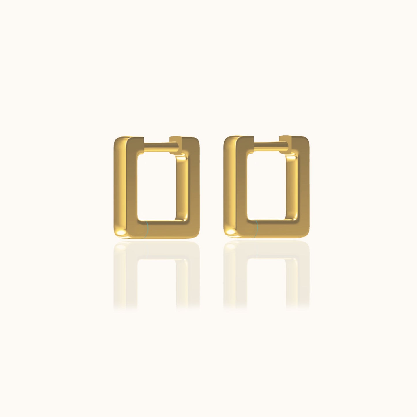 Block Chunky Gold Square Thick Rectangle Mini Huggie Hoop Earrings by Doviana