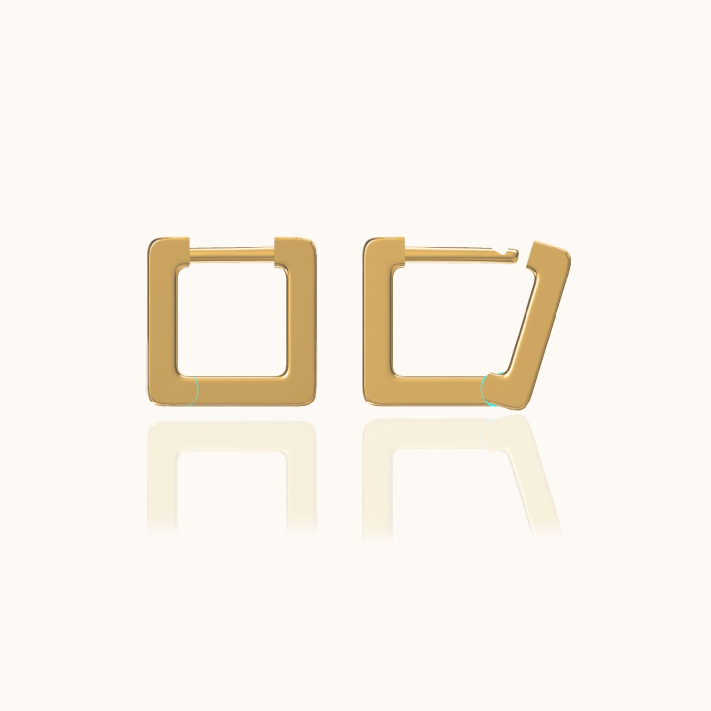 Block Chunky Gold Square Thick Rectangle Mini Huggie Hoop Earrings by Doviana