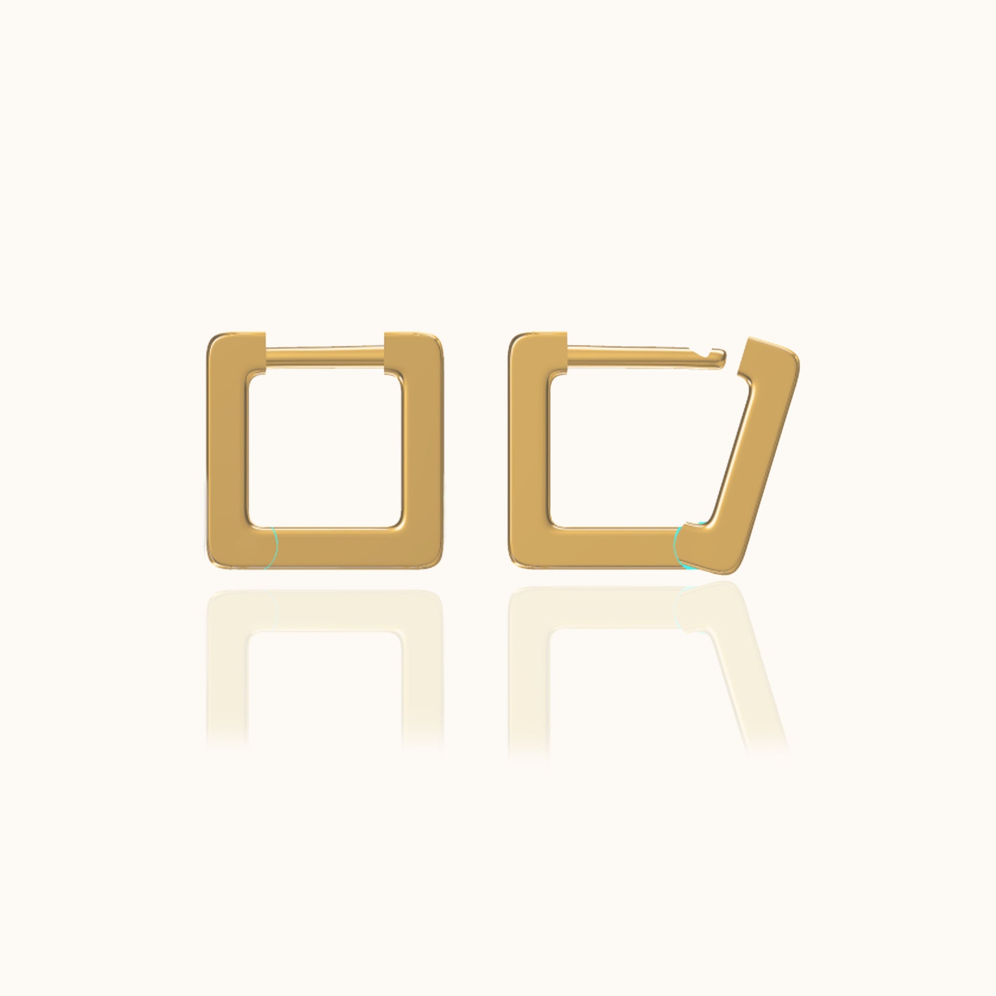 Block Chunky Gold Square Thick Rectangle Mini Huggie Hoop Earrings by Doviana