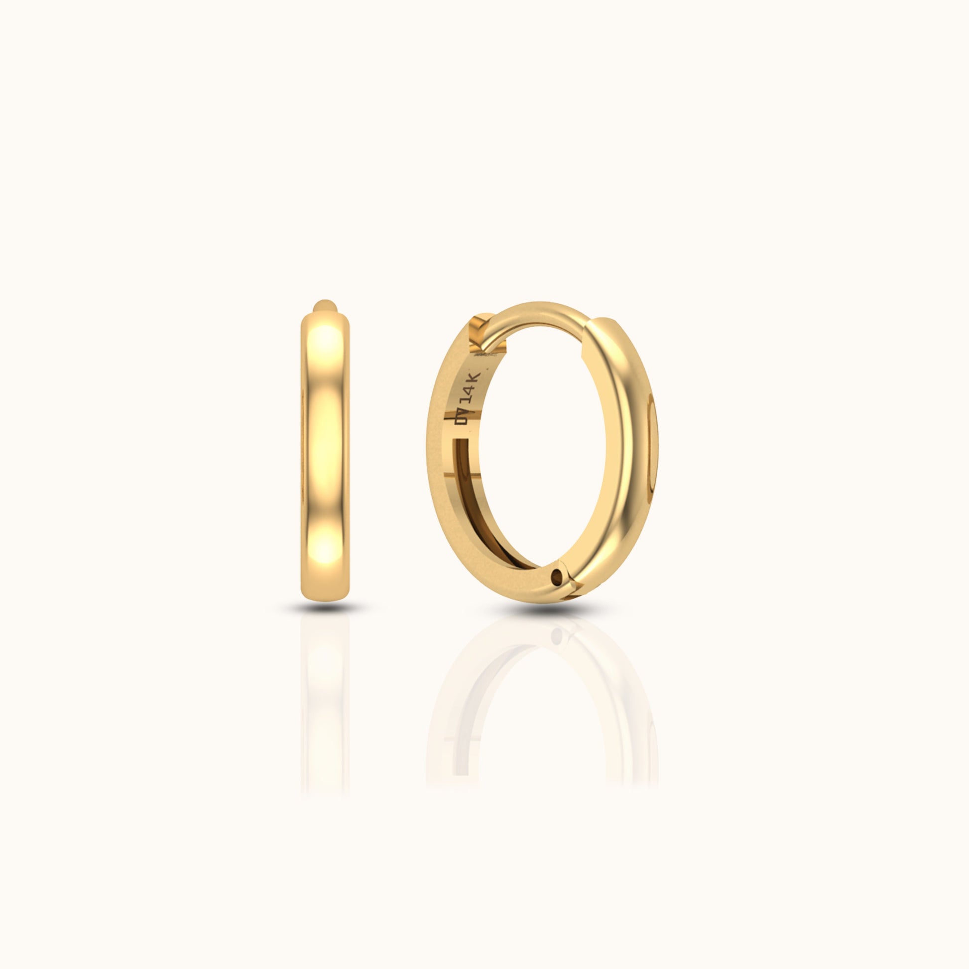 14K Solid Gold Staple Hoop Earring nap huggie hoop no need to take off by Doviana
