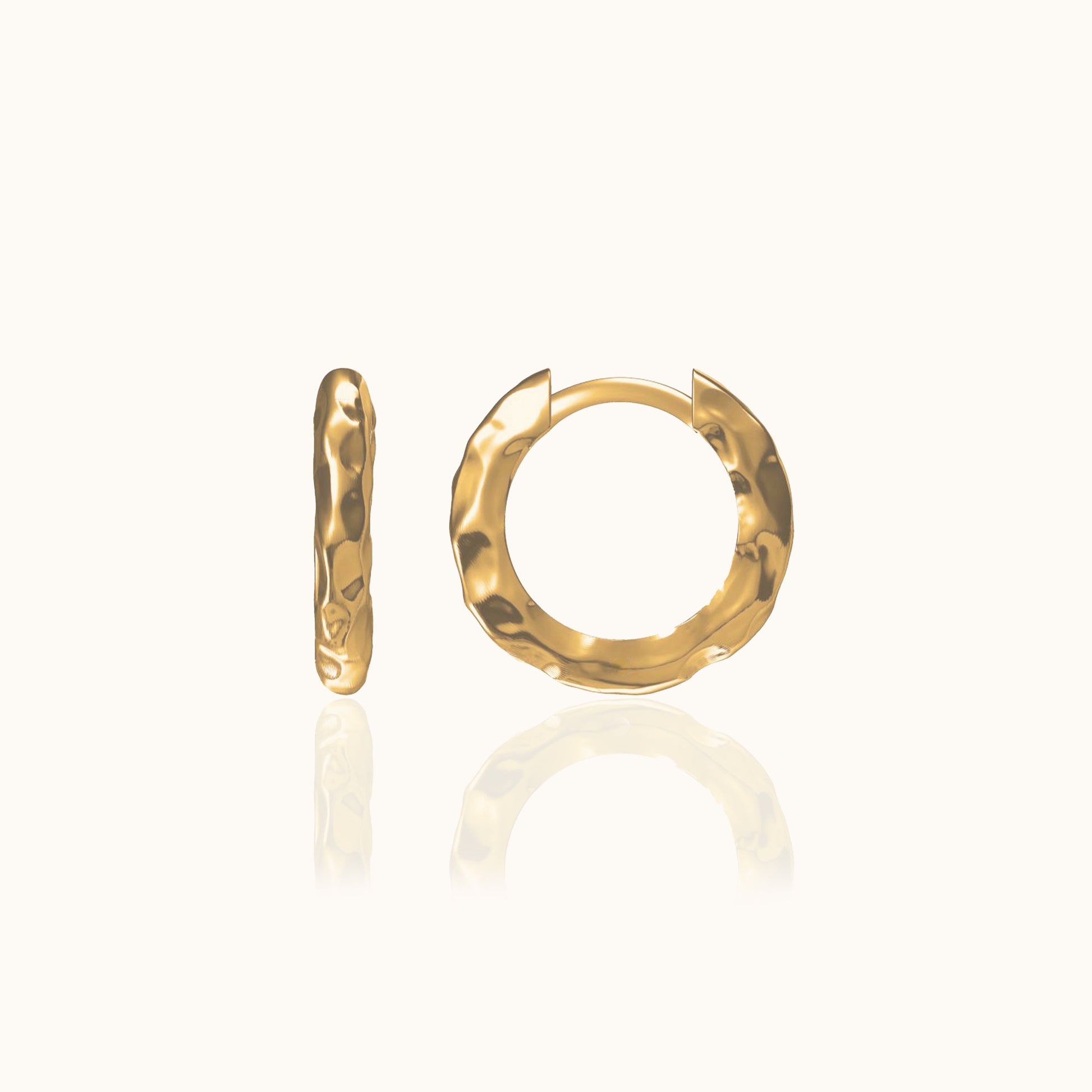 Women's Tiny Siren Muse Gold Petite Hammed Huggie Hoop Earrings Holiday Vibe by Doviana