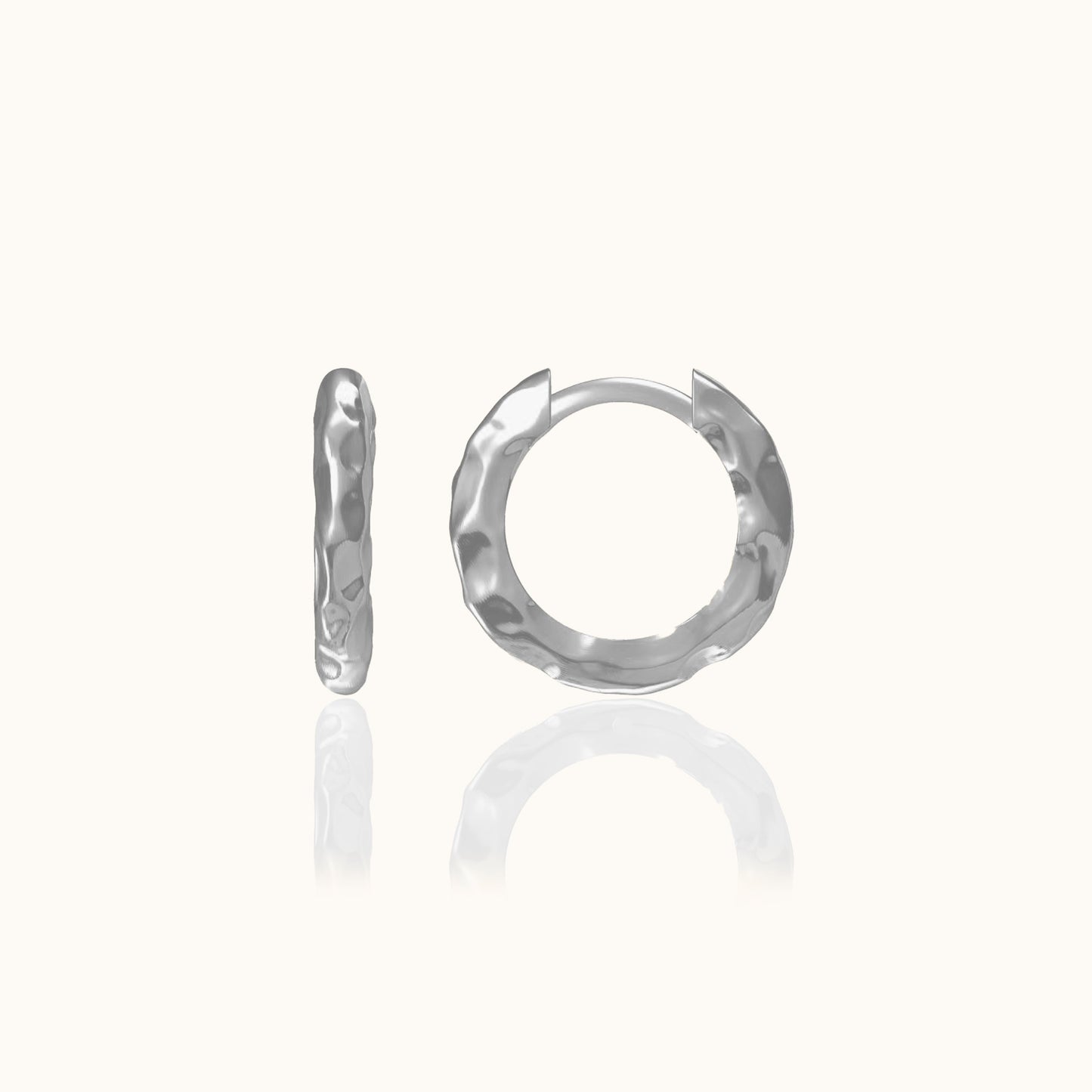 Women's Tiny Siren Muse 925 Sterling Silver Petite Hammed Huggie Hoop Earrings Holiday Vibe by Doviana