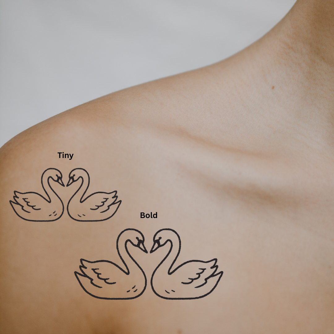 Swan Pair — Love in Perfect Harmony🦢 by DOVIANA Tattoo Studio (height 0.5‘’)