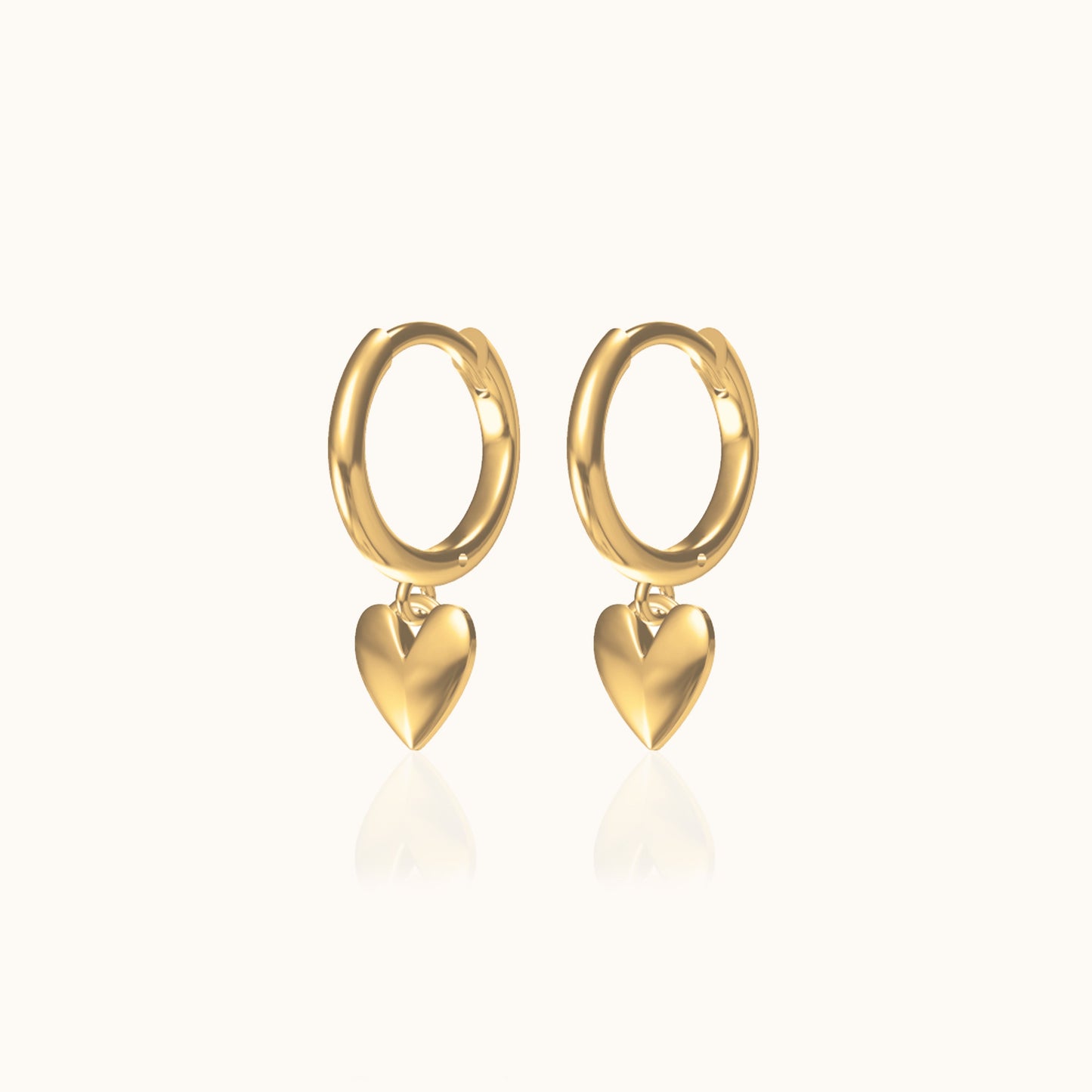 Love Theme Charm Drop Friendship Gold Sweetheart Heart Dangle Hoop Earrings by Doviana