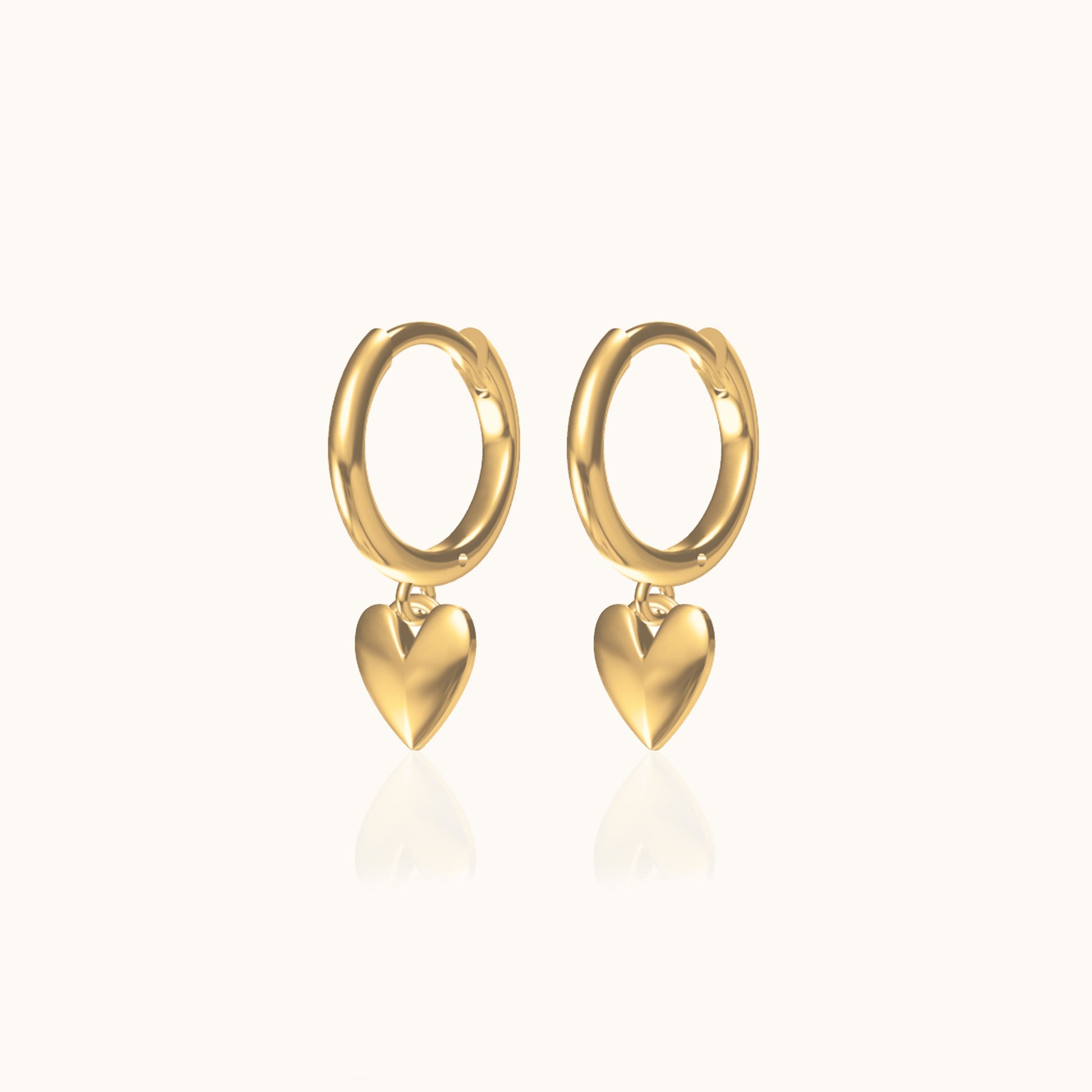 Love Theme Charm Drop Friendship Gold Sweetheart Heart Dangle Hoop Earrings by Doviana