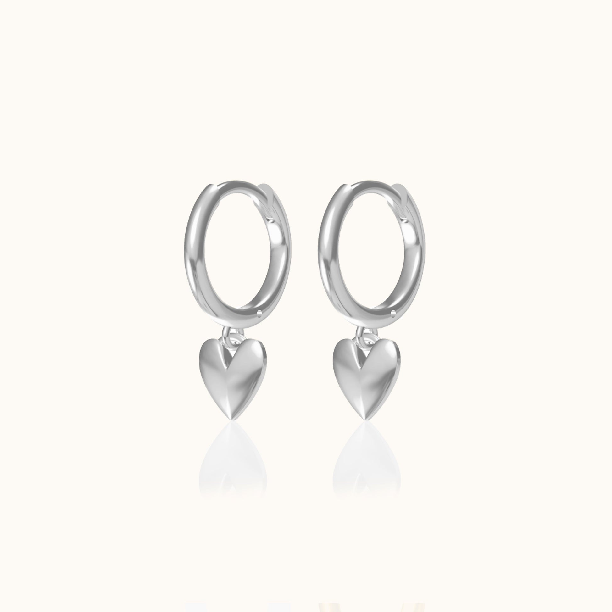 Love Theme Charm Drop Friendship 925 Sterling Silver Sweetheart Heart Dangle Hoop Earrings by Doviana