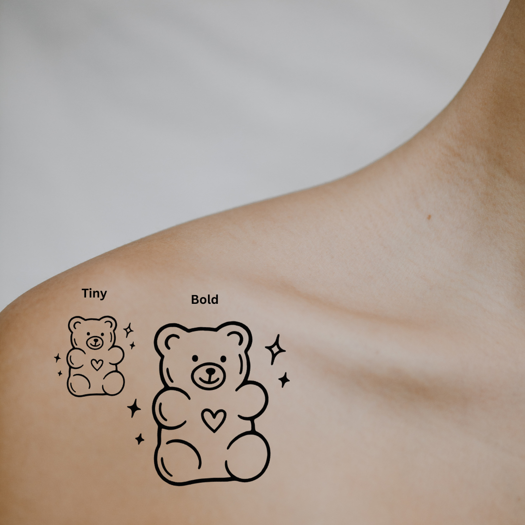 Teddy Vibes — Soft, Sweet & a Little Sparkly by DOVIANA Tattoo Studio (height 0.5‘’)