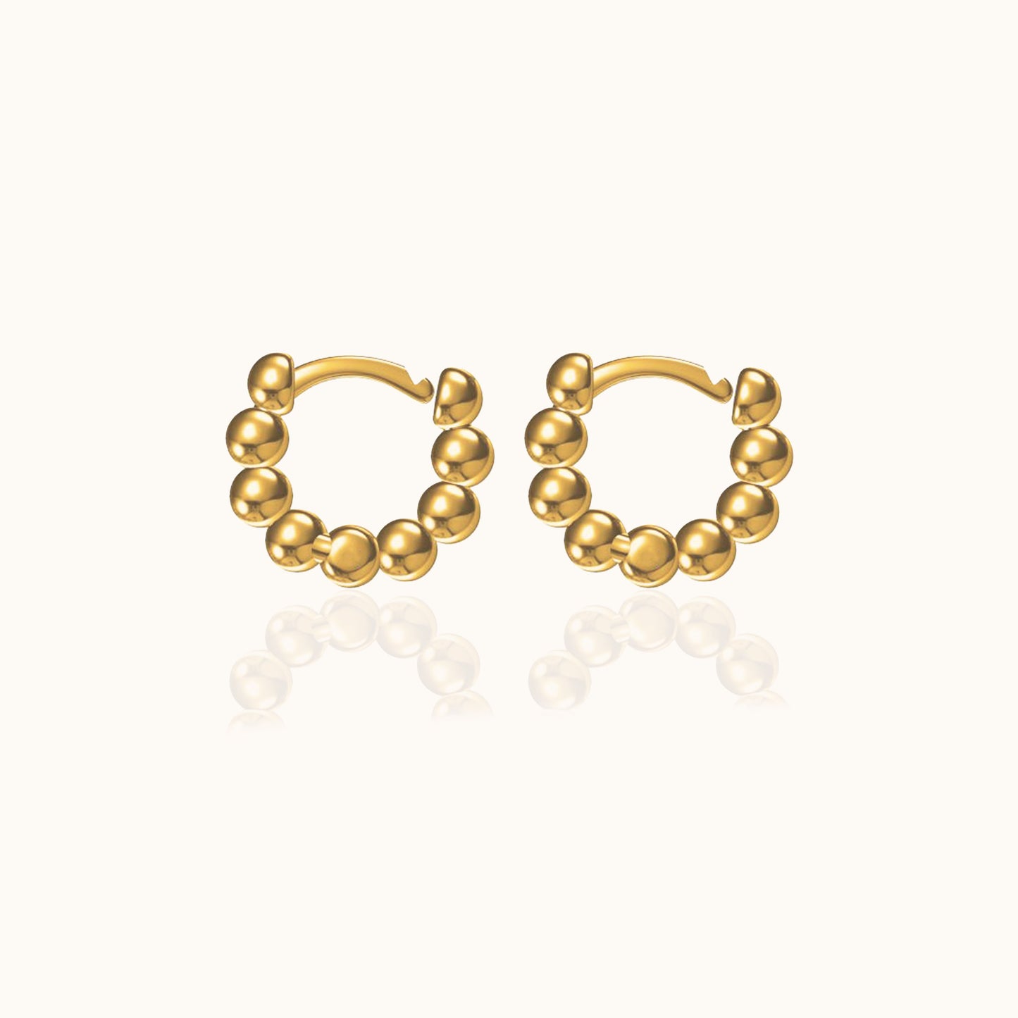 Tiny Gold Beaded Petite Thick Bead Huggie Hoop Earrings Everday Staples by Doviana