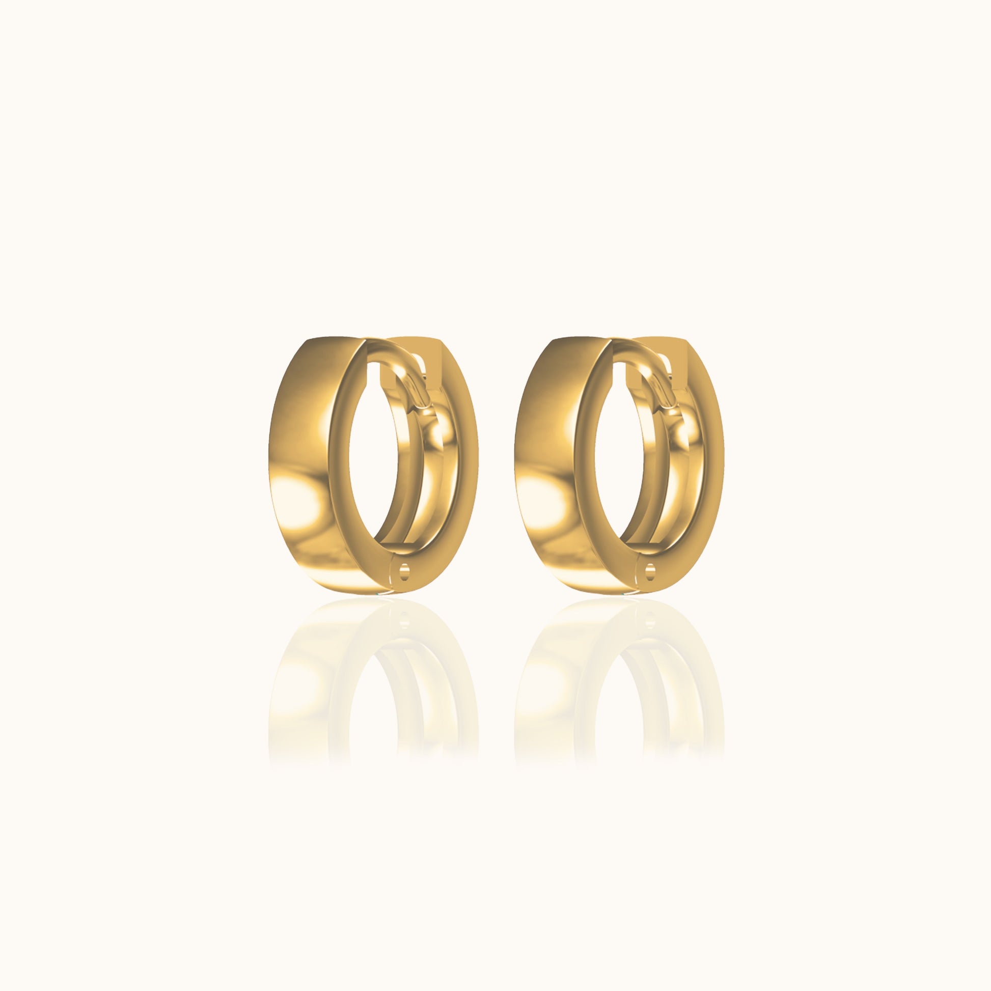 Gold Wide Round Band Petite Thick Circle Essential Huggie Hoop Earrings by Doviana