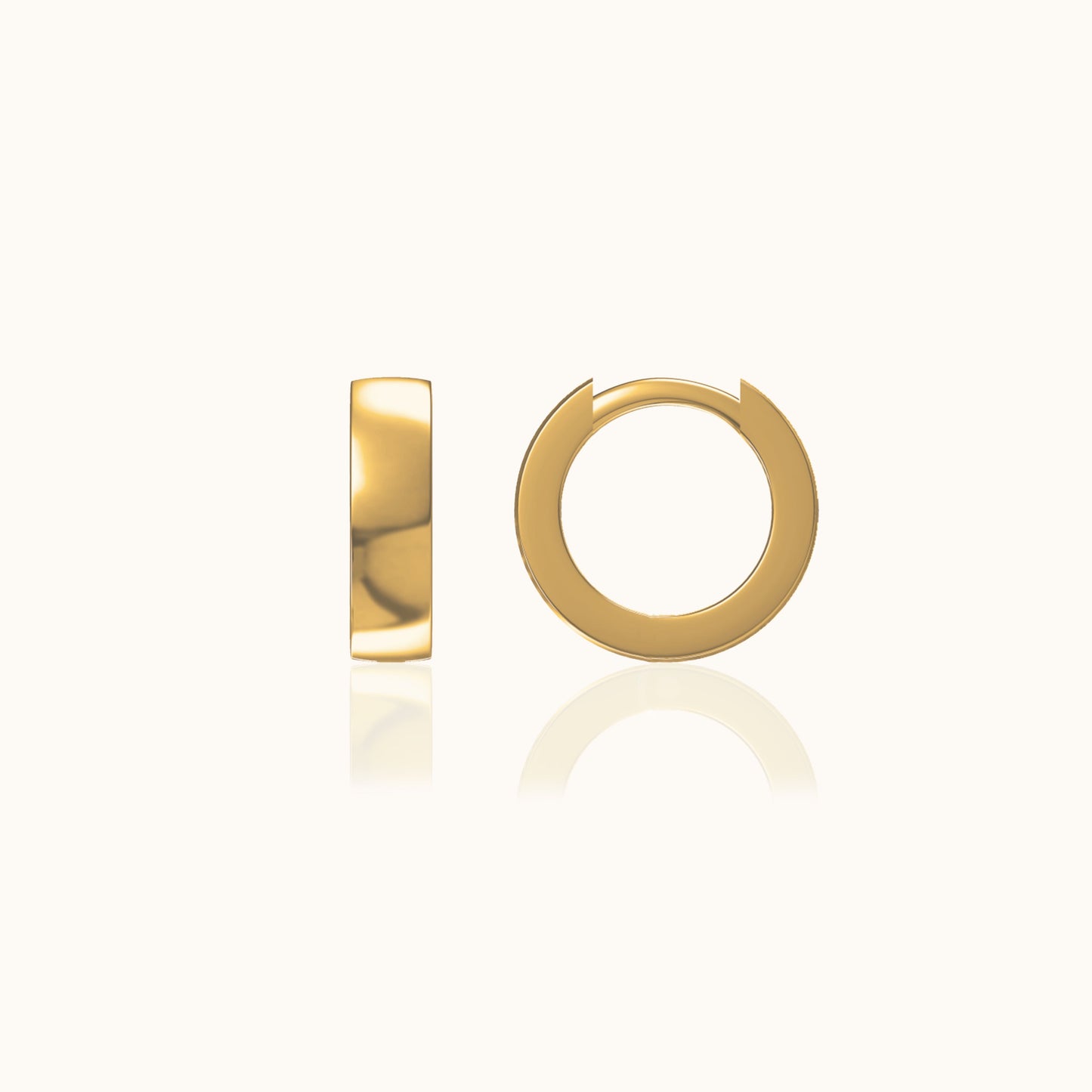 Gold Wide Round Band Petite Thick Circle Essential Huggie Hoop Earrings by Doviana
