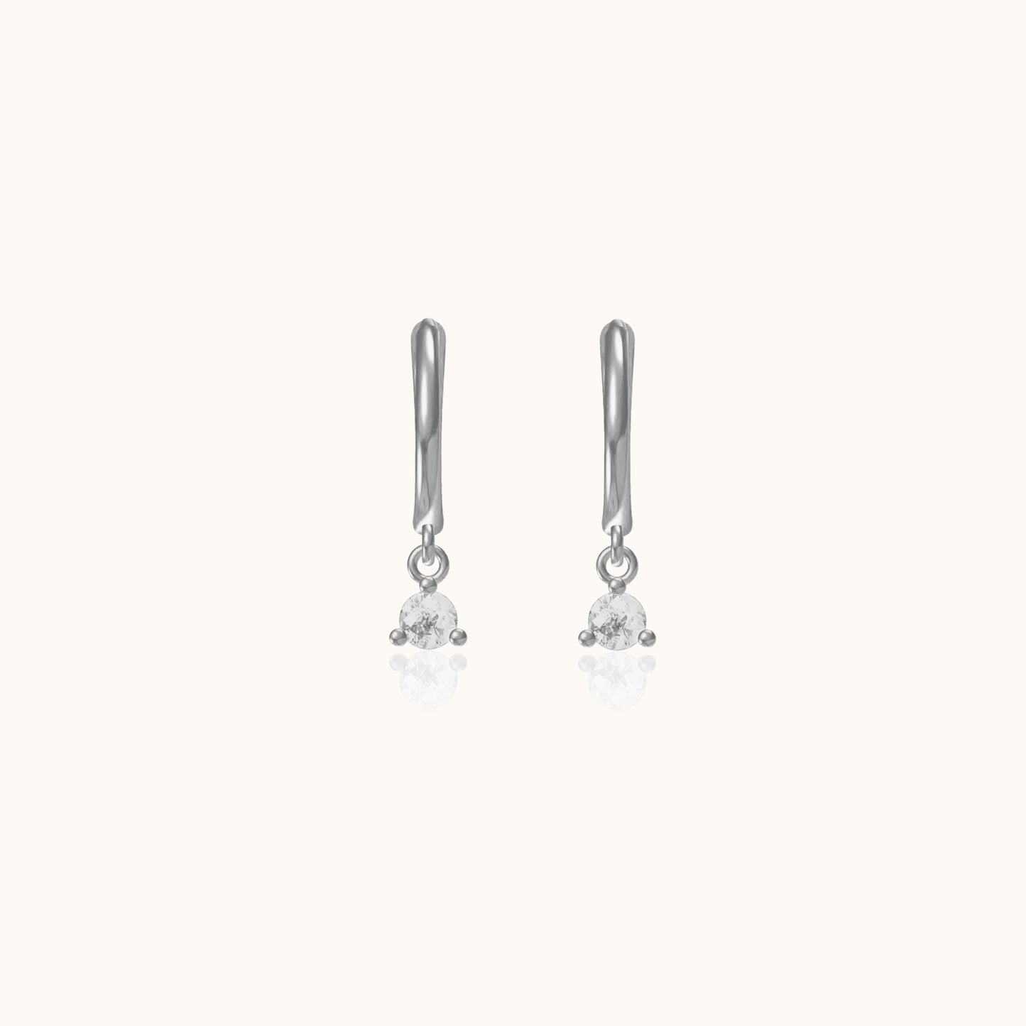 Classic Petite Diamond Charm Drop 925 Sterling Silver Huggie Tiny CZ Dangle Hoops Earrings by Doviana