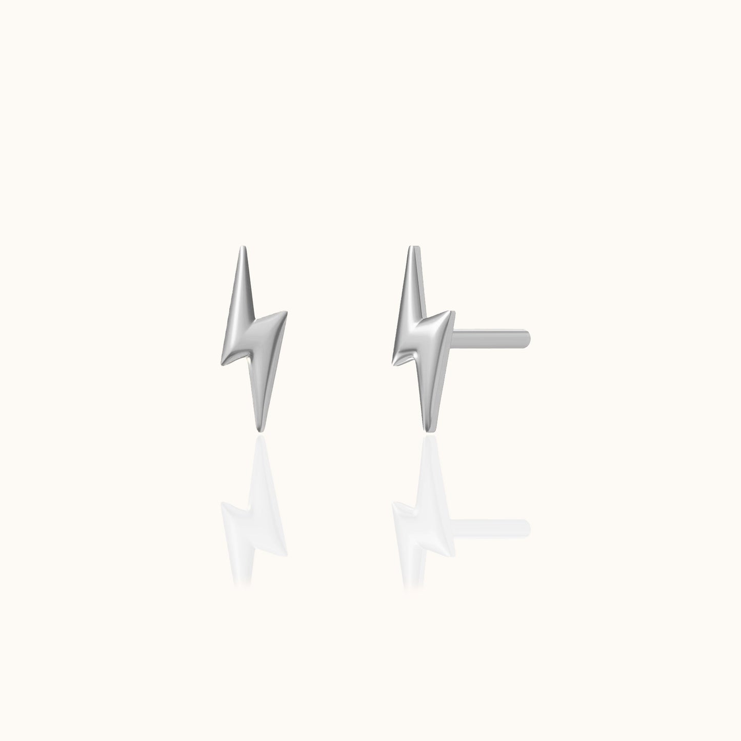 925 Sterling Silver Tiny Lightning Bolt Stud Earrings Prism Charm Small Studs Cartilage Tragus by Doviana