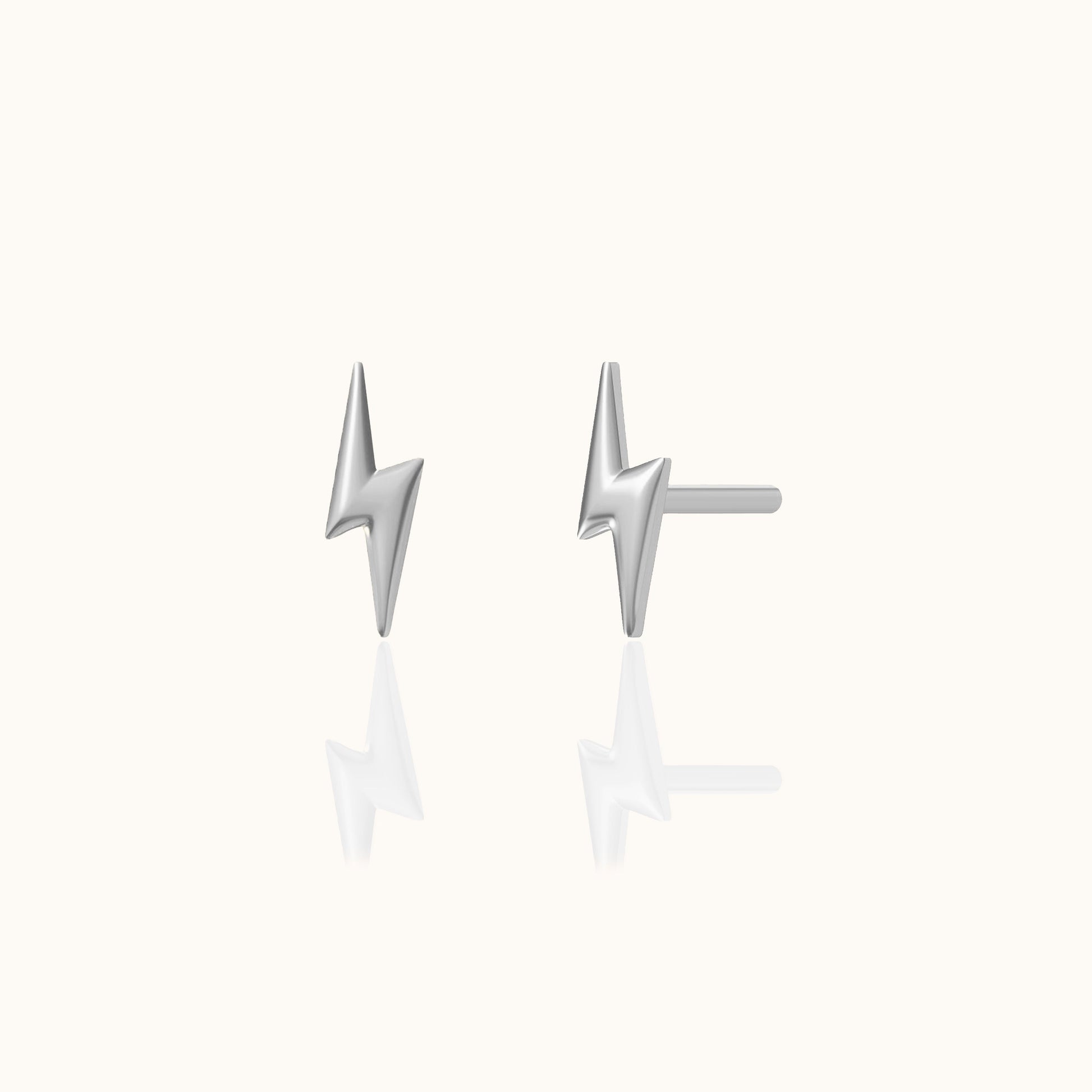 925 Sterling Silver Tiny Lightning Bolt Stud Earrings Prism Charm Small Studs Cartilage Tragus by Doviana