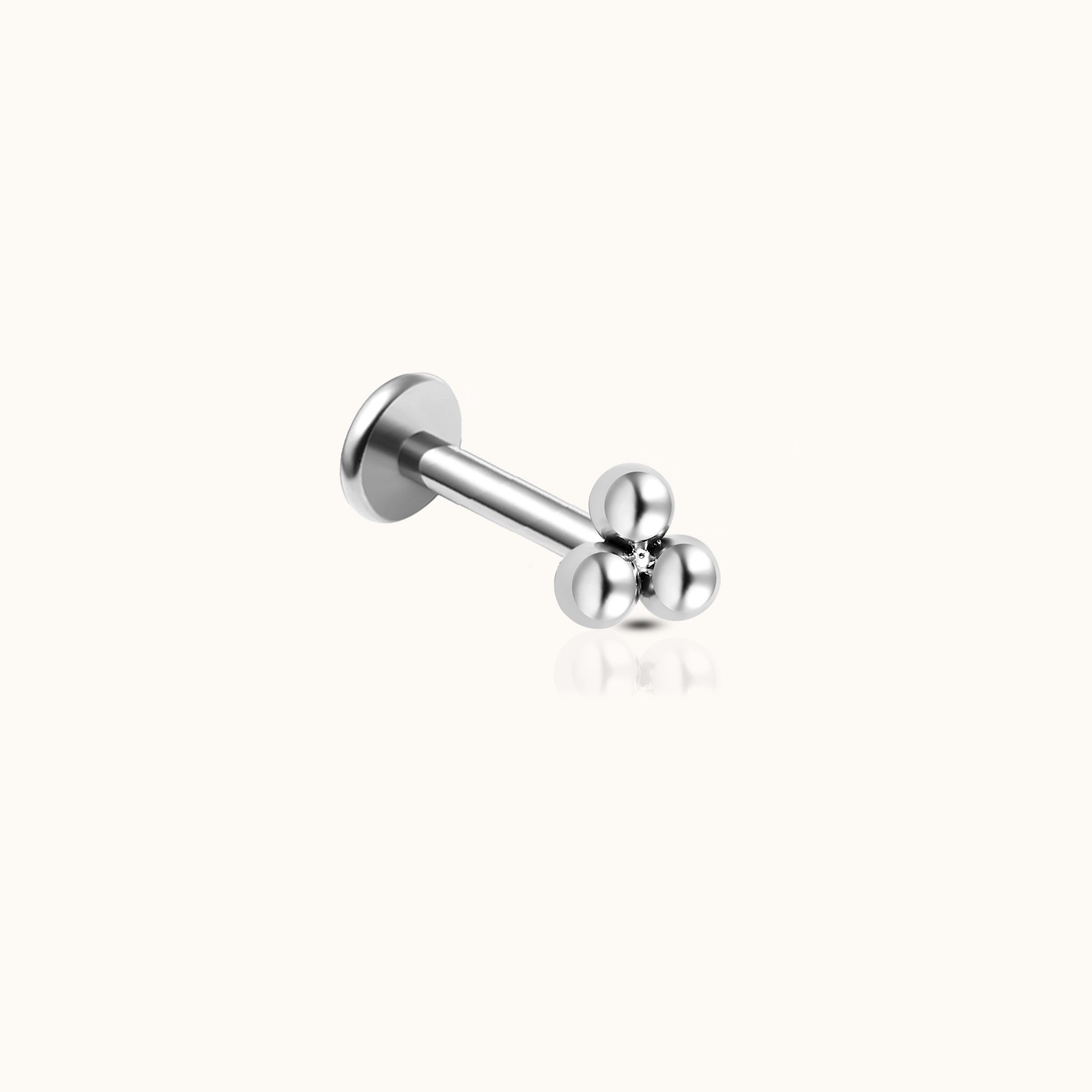 Tri Dots Threadless Labret Titanium Flat Back Earring by Doviana