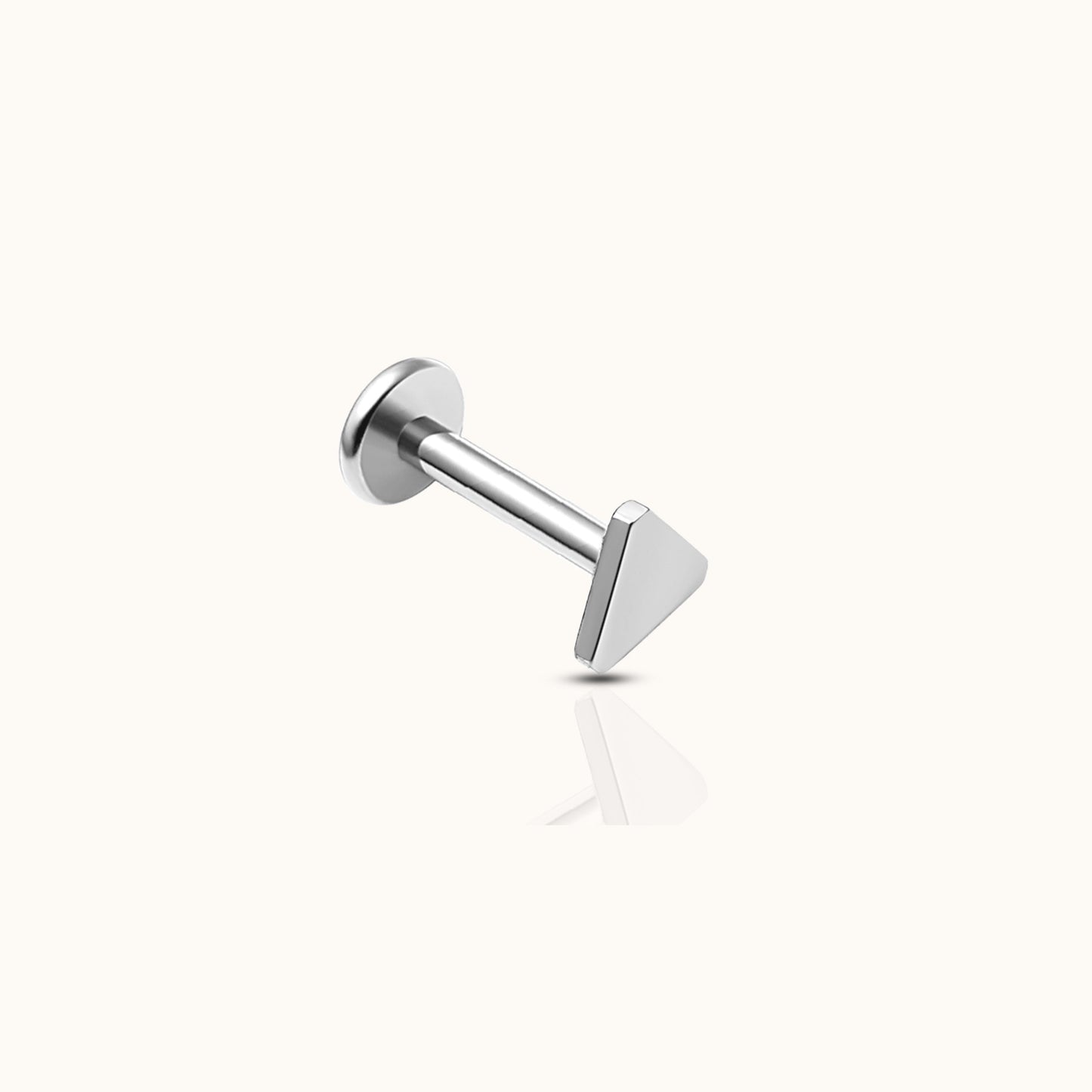 Triangle Shaped Threadless Labret Titanium Flat Back Nap Earring by Doviana