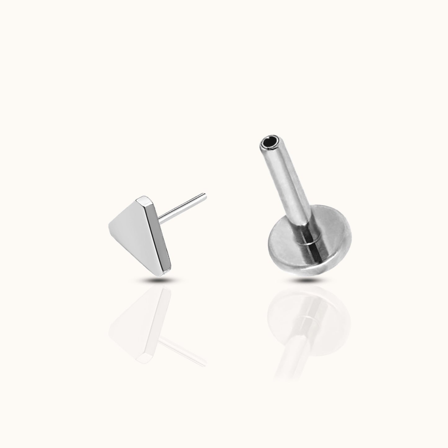 Triangle Shaped Threadless Labret Titanium Flat Back Nap Earring by Doviana
