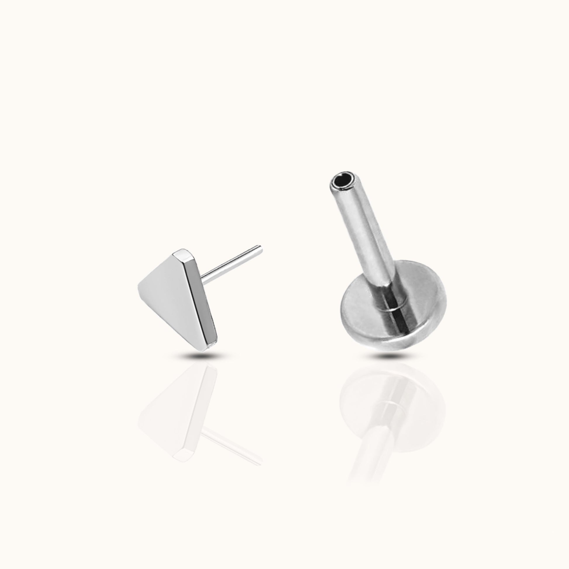 Triangle Shaped Threadless Labret Titanium Flat Back Nap Earring by Doviana