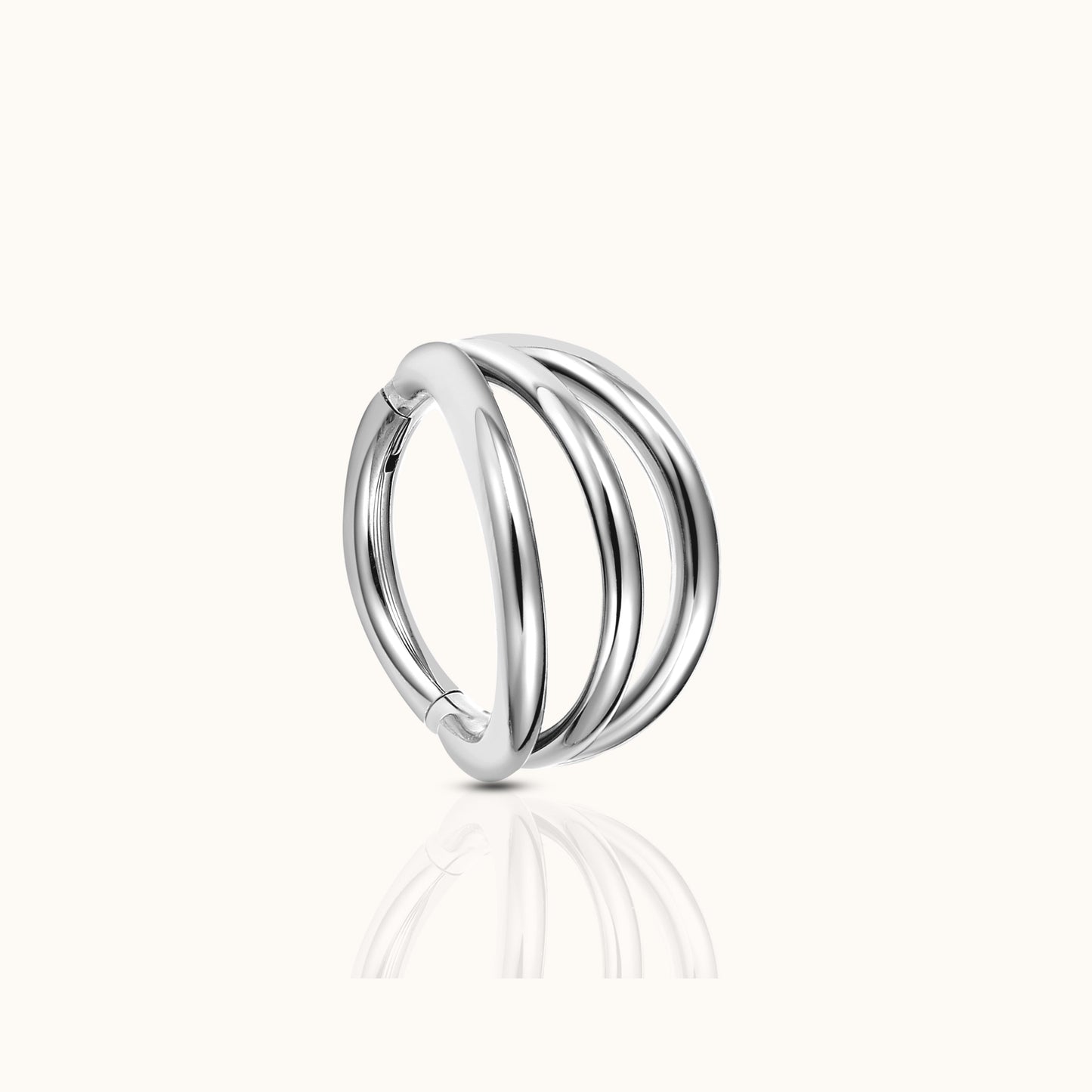 Triple Circle Geometric Clicker Titanium Hinged Nap Hoop Earring by Doviana