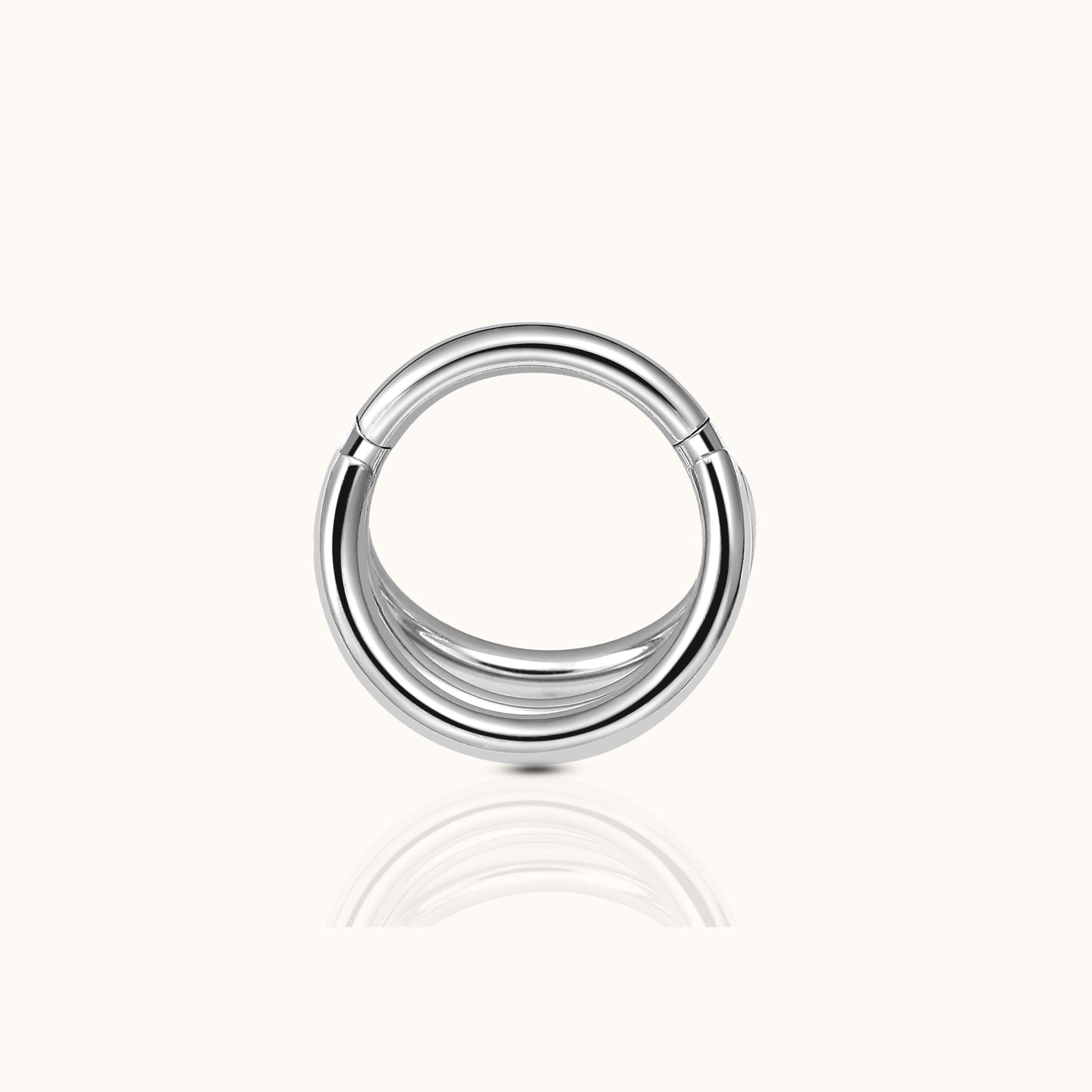 Triple Circle Geometric Clicker Titanium Hinged Nap Hoop Earring by Doviana