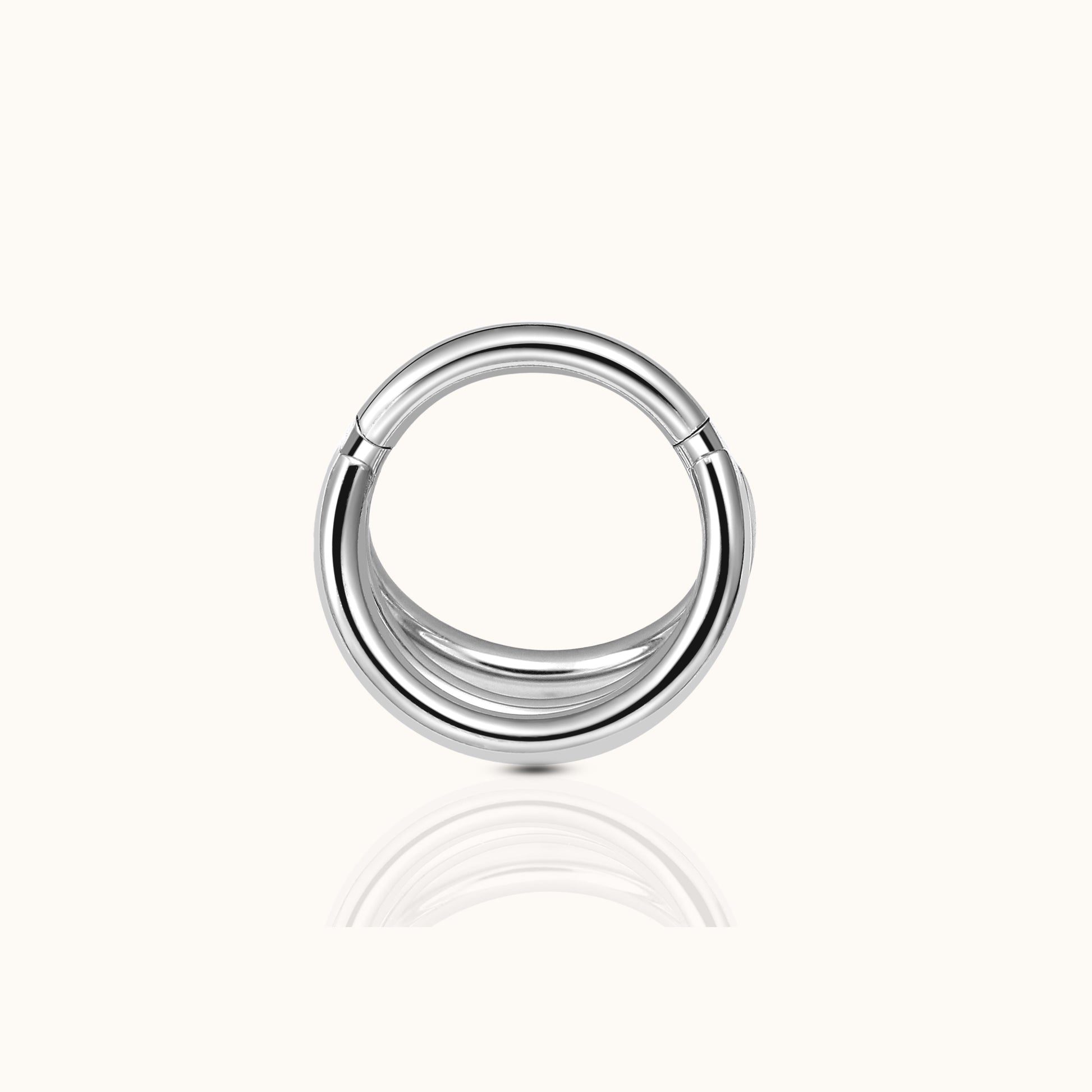 Triple Circle Geometric Clicker Titanium Hinged Nap Hoop Earring by Doviana