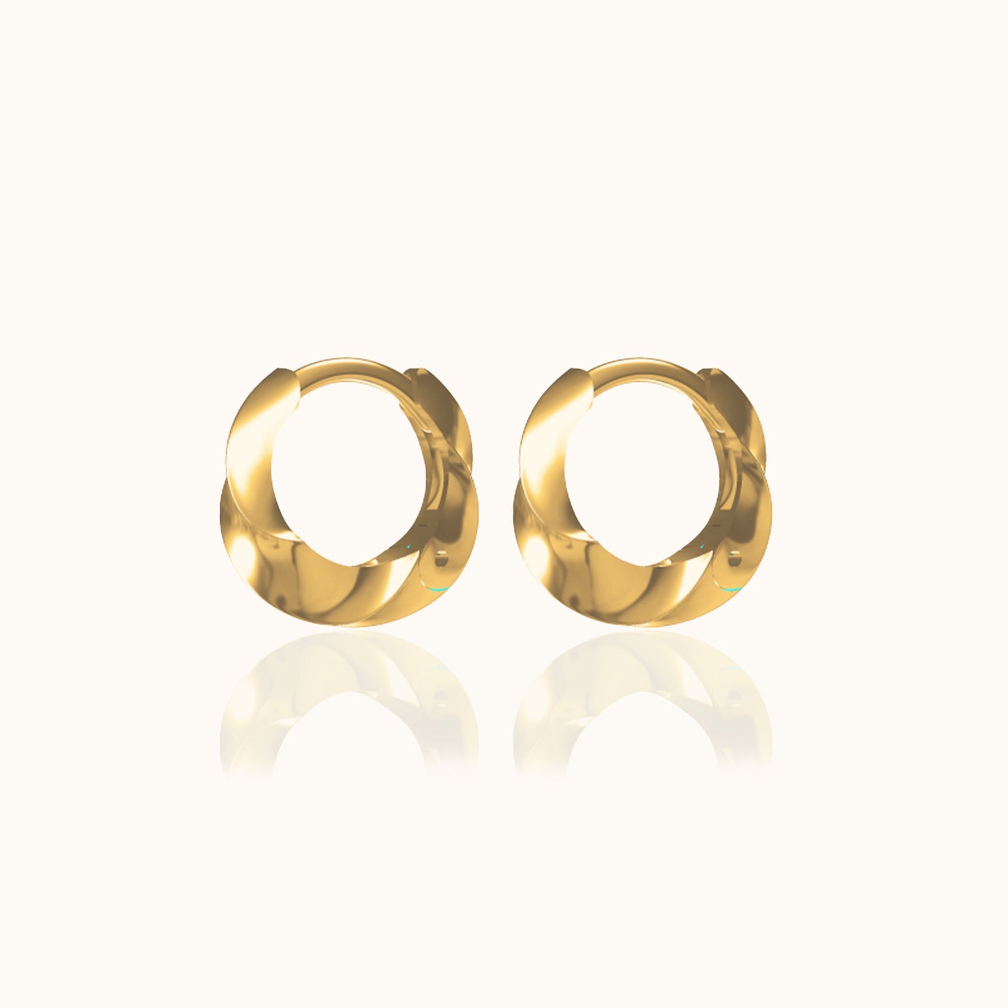 Gold Chubby Braided Whirl Huggie Thick Twisted Chunky Hoops Earrings by Doviana