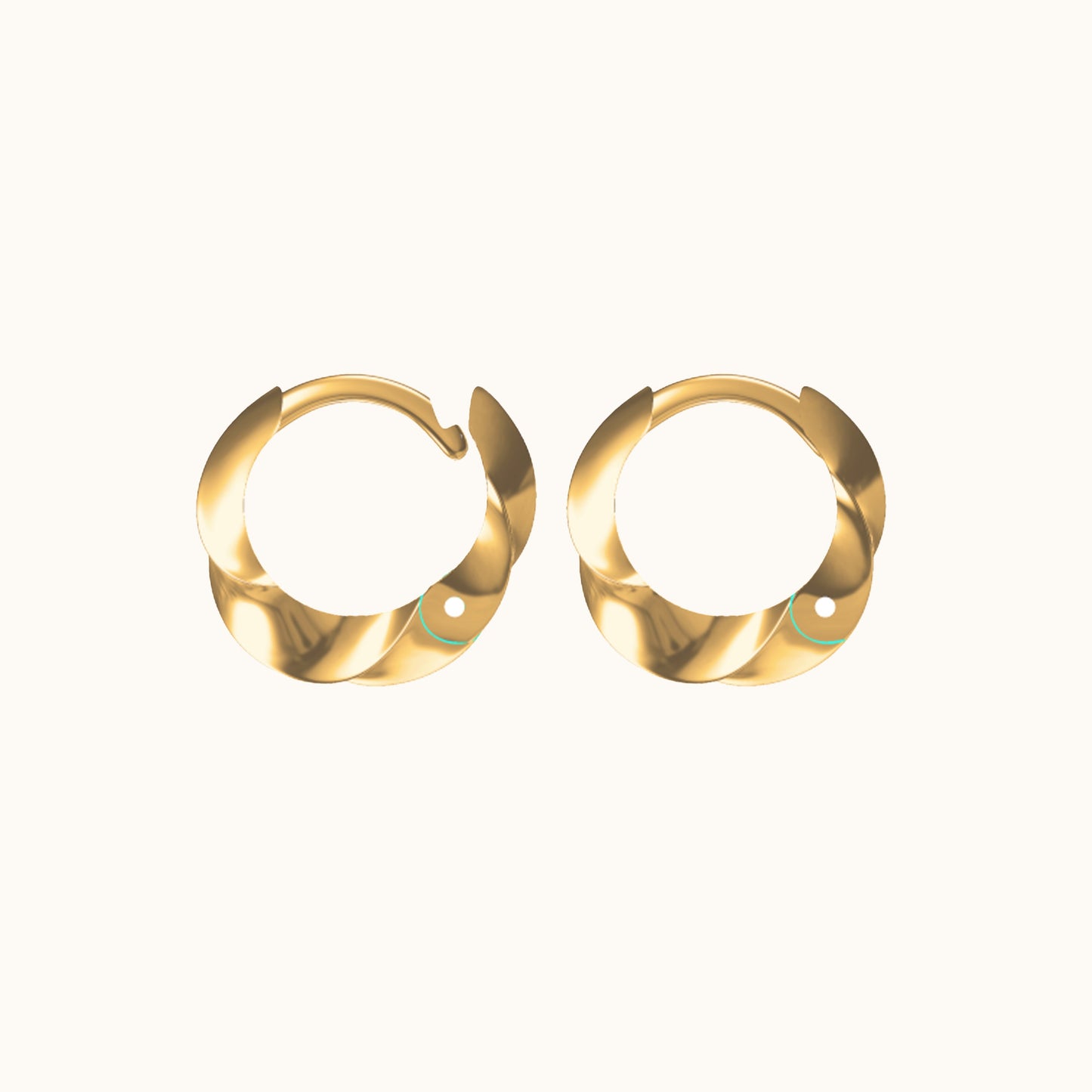 Gold Chubby Braided Whirl Huggie Thick Twisted Chunky Hoops Earrings by Doviana