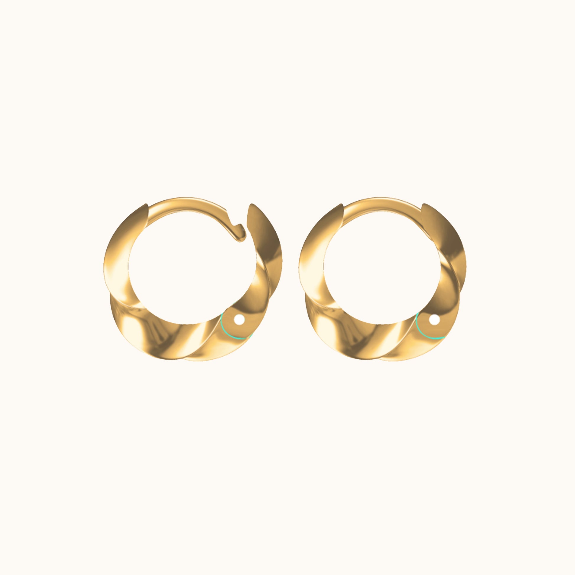 Gold Chubby Braided Whirl Huggie Thick Twisted Chunky Hoops Earrings by Doviana