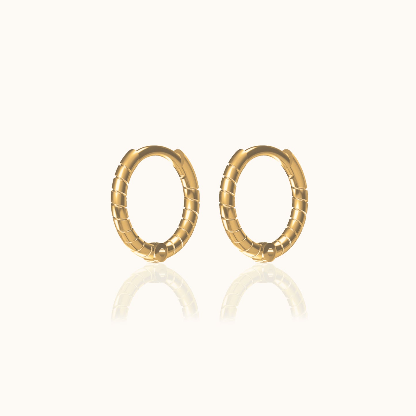 Classic Petite Huggie Thin Whirl Gold Tiny Twisted Hoop Earrings by Doviana