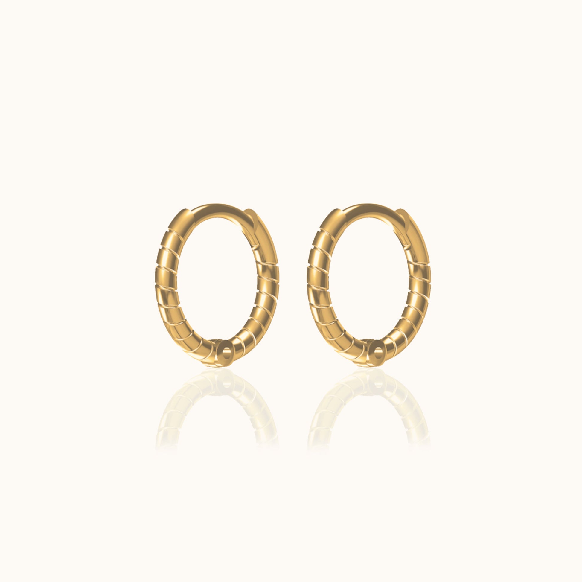 Classic Petite Huggie Thin Whirl Gold Tiny Twisted Hoop Earrings by Doviana