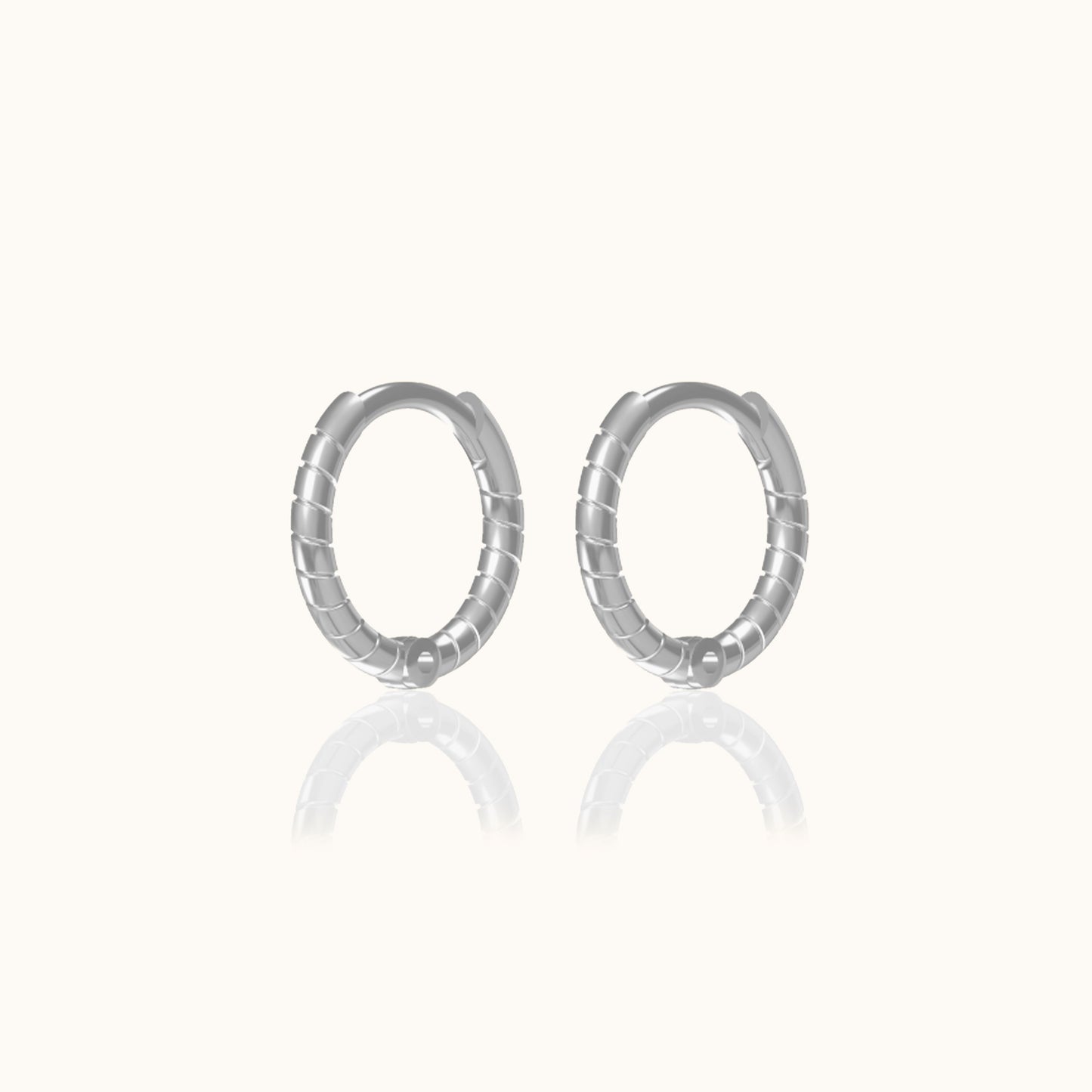 Classic Petite Huggie Thin Whirl 925 Sterling Silver Tiny Twisted Hoop Earrings by Doviana