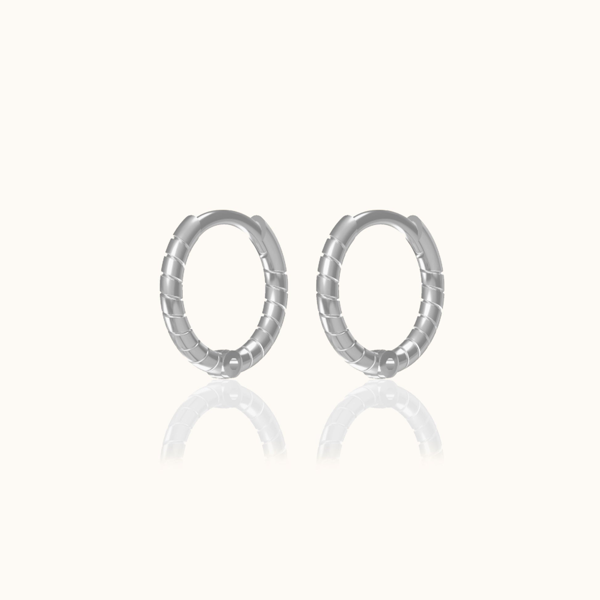 Classic Petite Huggie Thin Whirl 925 Sterling Silver Tiny Twisted Hoop Earrings by Doviana