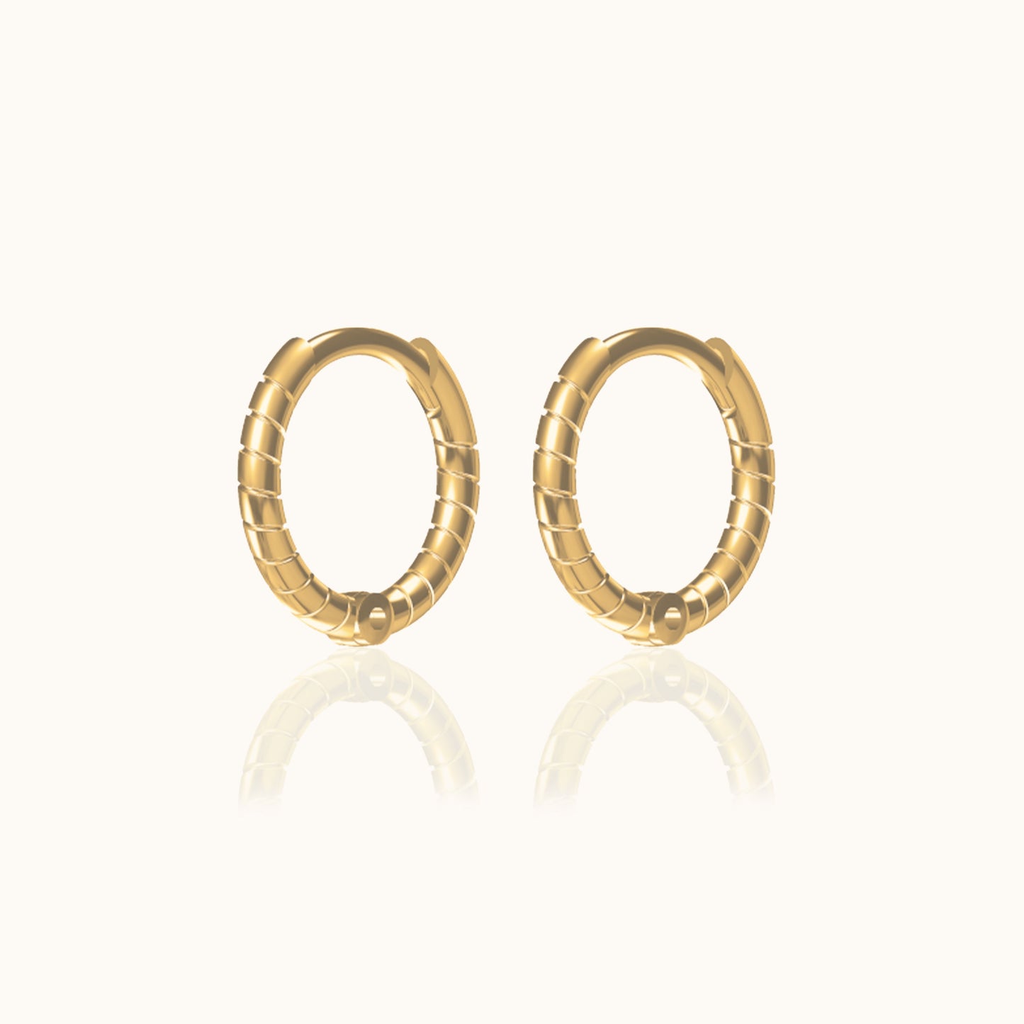 Classic Petite Huggie Thin Whirl Gold Tiny Twisted Hoop Earrings by Doviana