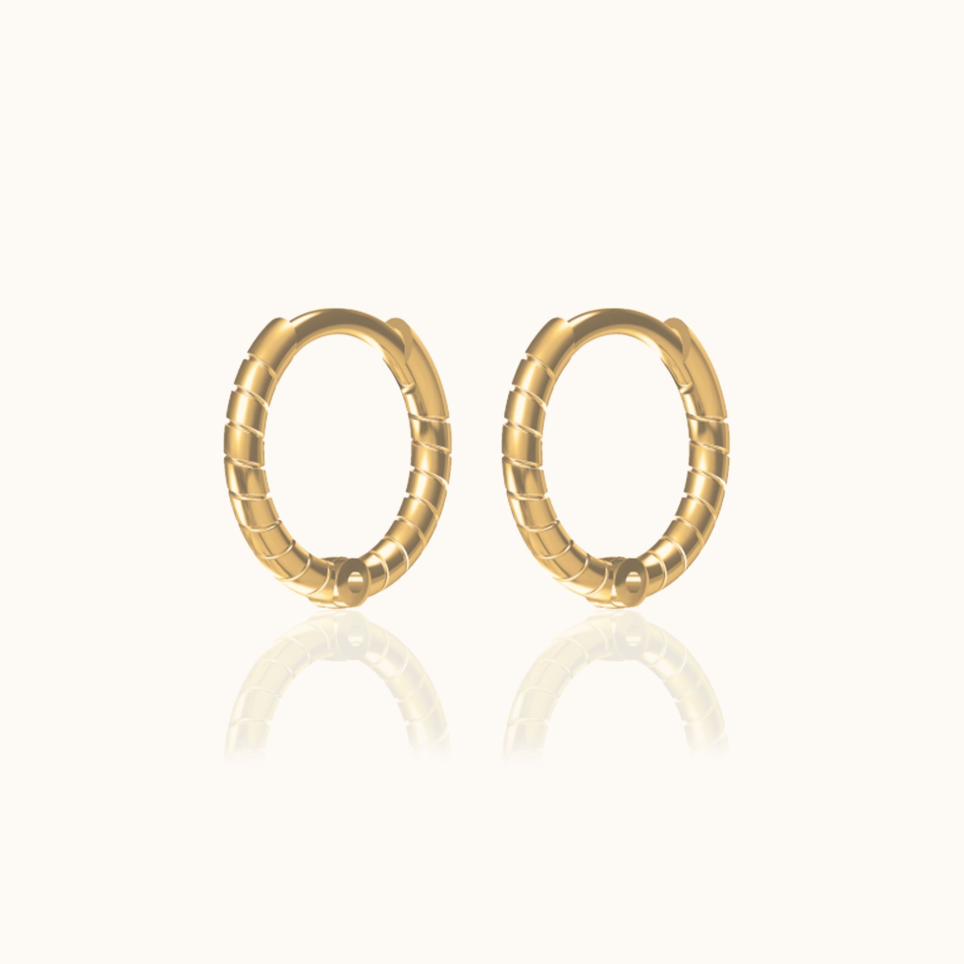 Classic Petite Huggie Thin Whirl Gold Tiny Twisted Hoop Earrings by Doviana