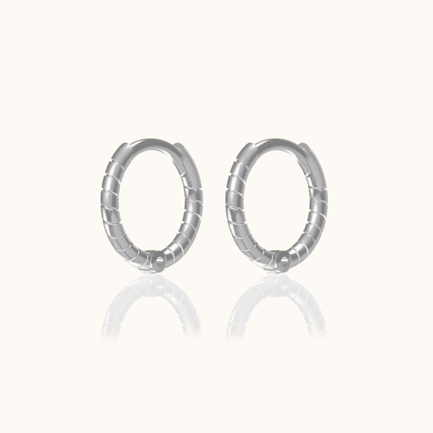 Classic Petite Huggie Thin Whirl 925 Sterling Silver Tiny Twisted Hoop Earrings by Doviana