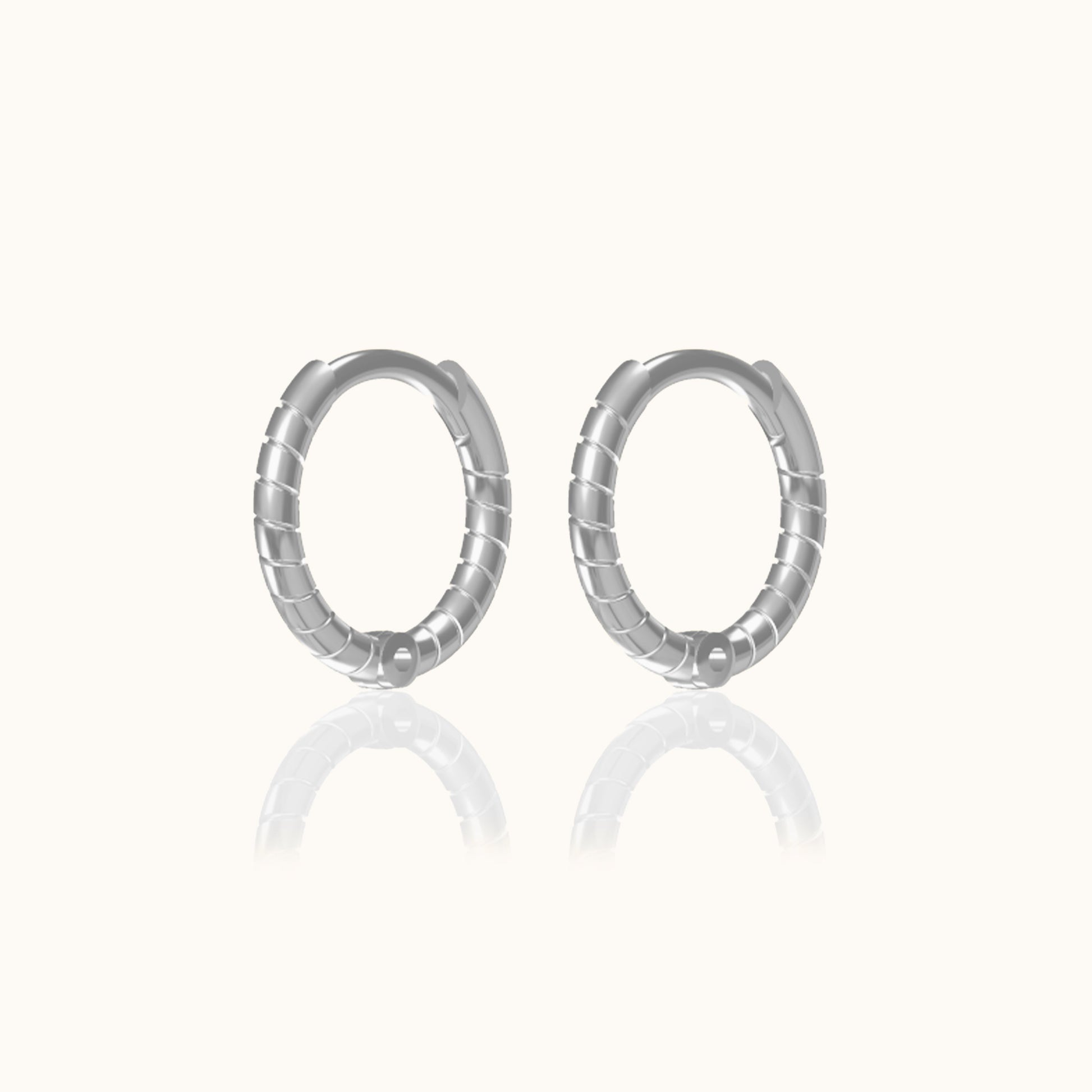 Classic Petite Huggie Thin Whirl 925 Sterling Silver Tiny Twisted Hoop Earrings by Doviana