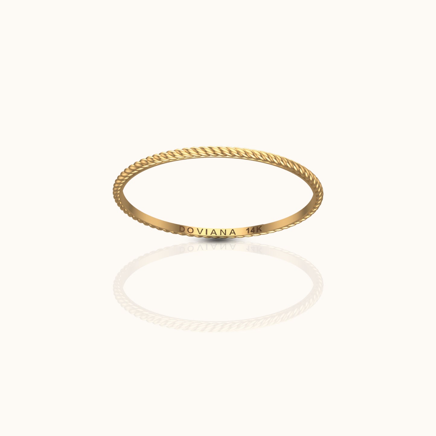 14K Solid Gold Twisted Rope Ring Sustainable Fine Jewelry for Heirloom by Doviana