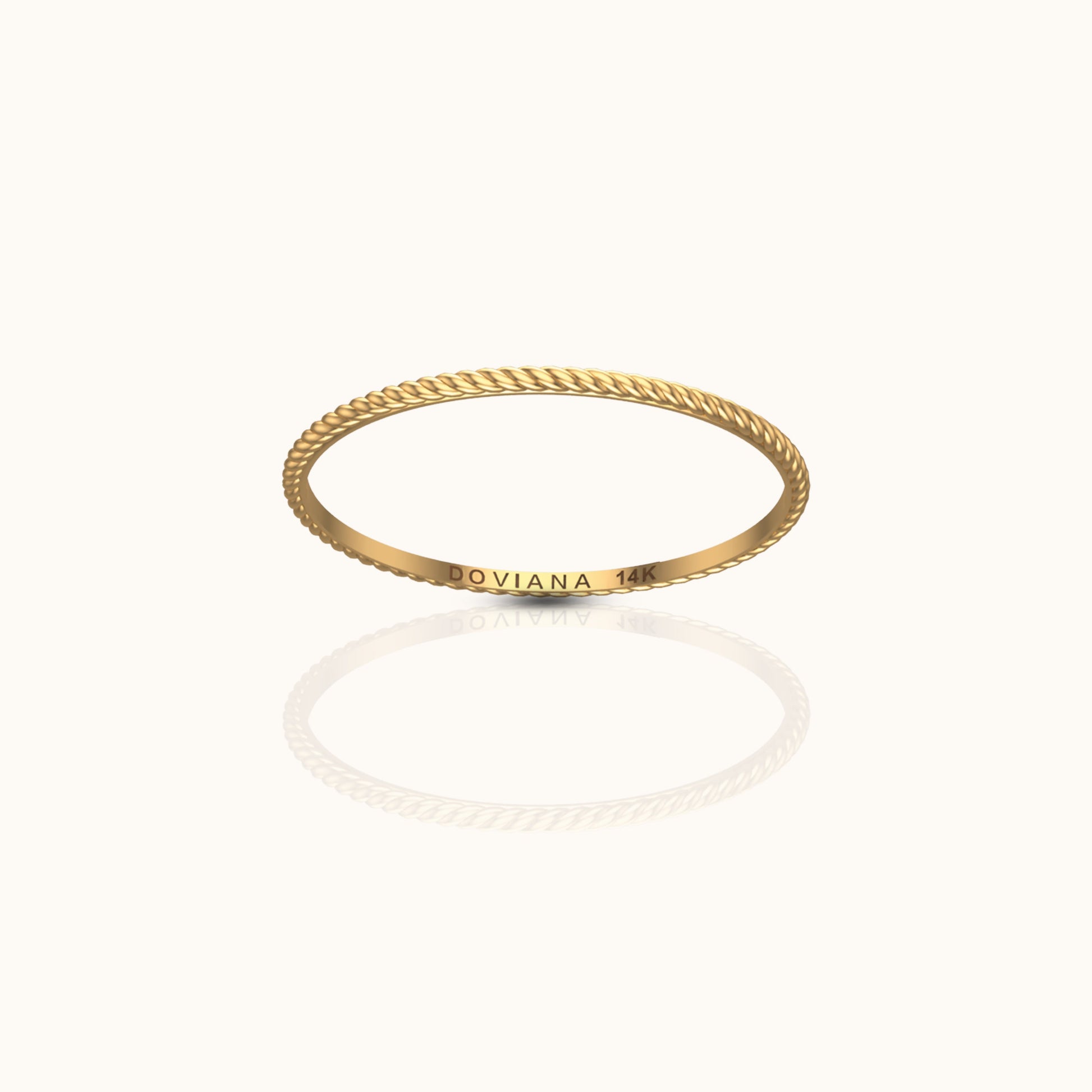 14K Solid Gold Twisted Rope Ring Sustainable Fine Jewelry for Heirloom by Doviana