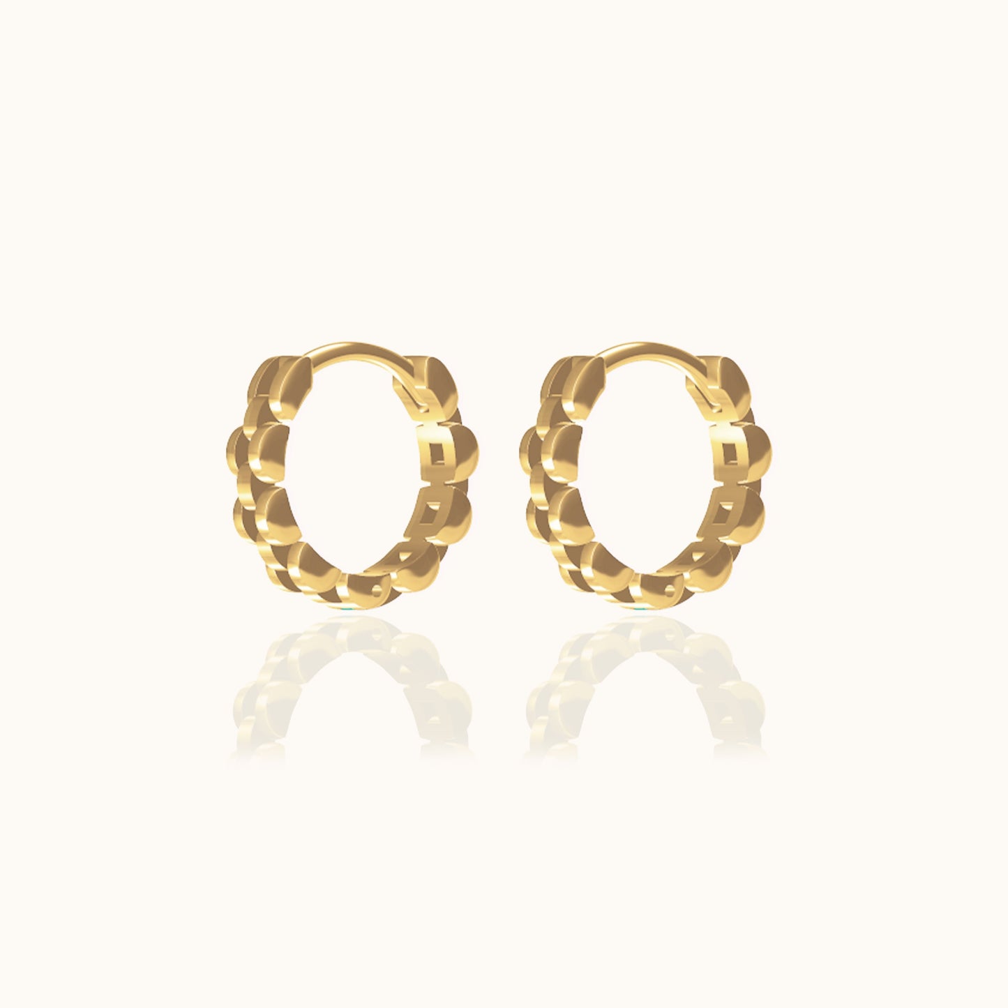 Gold Mini Chain Petite Watch Link Huggie Watch Chain Hoop Earrings by Doviana