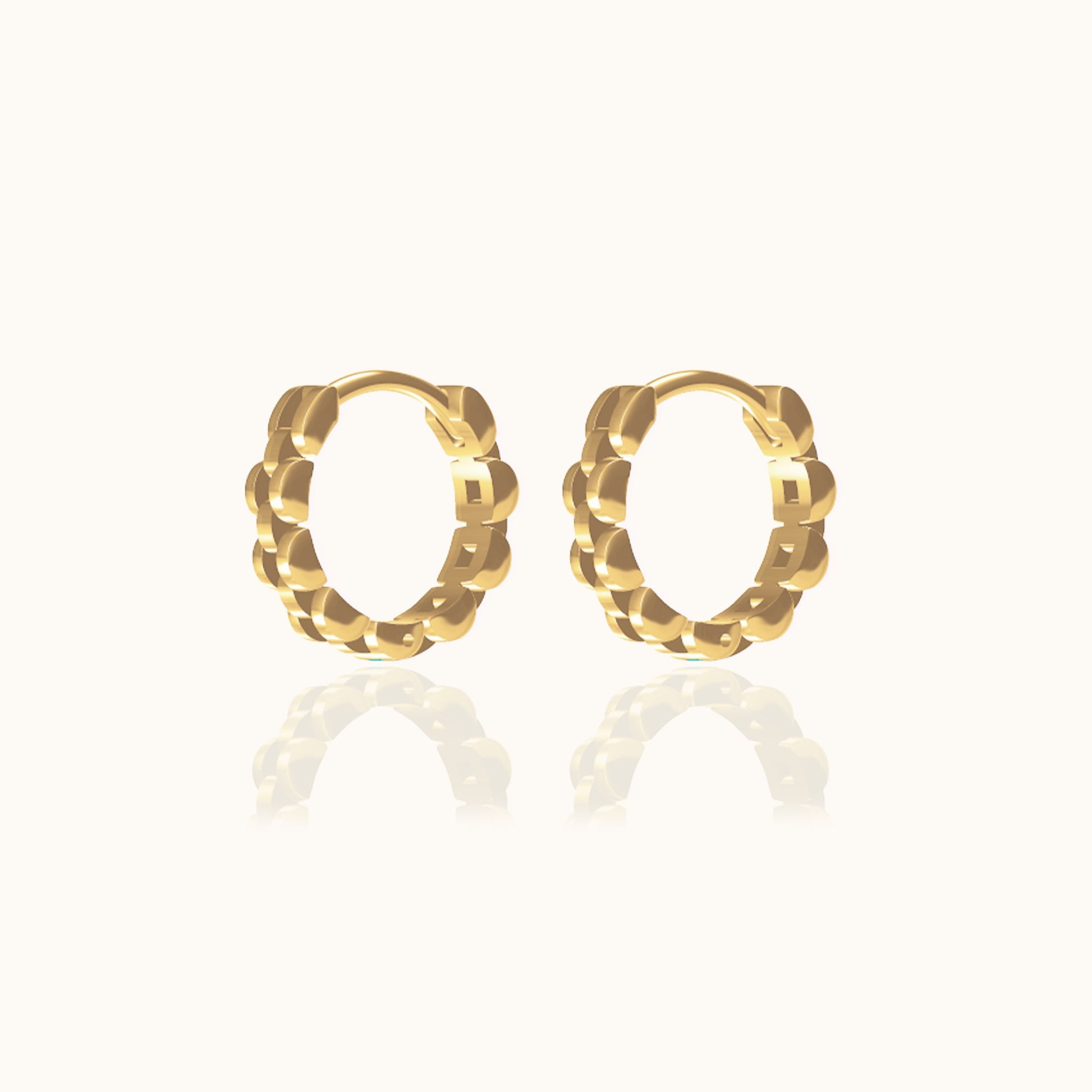 Gold Mini Chain Petite Watch Link Huggie Watch Chain Hoop Earrings by Doviana