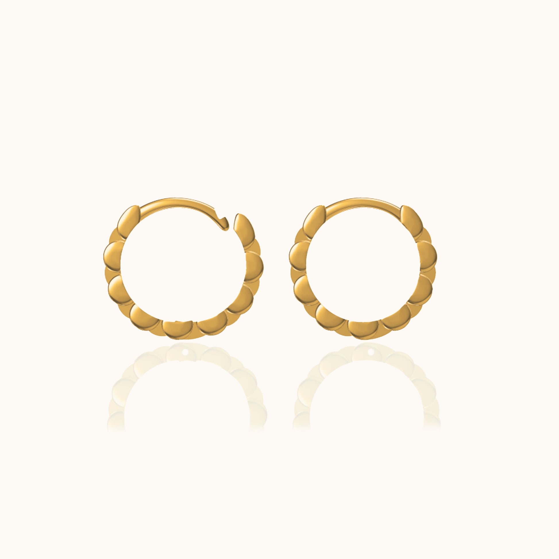 Gold Mini Chain Petite Watch Link Huggie Watch Chain Hoop Earrings by Doviana
