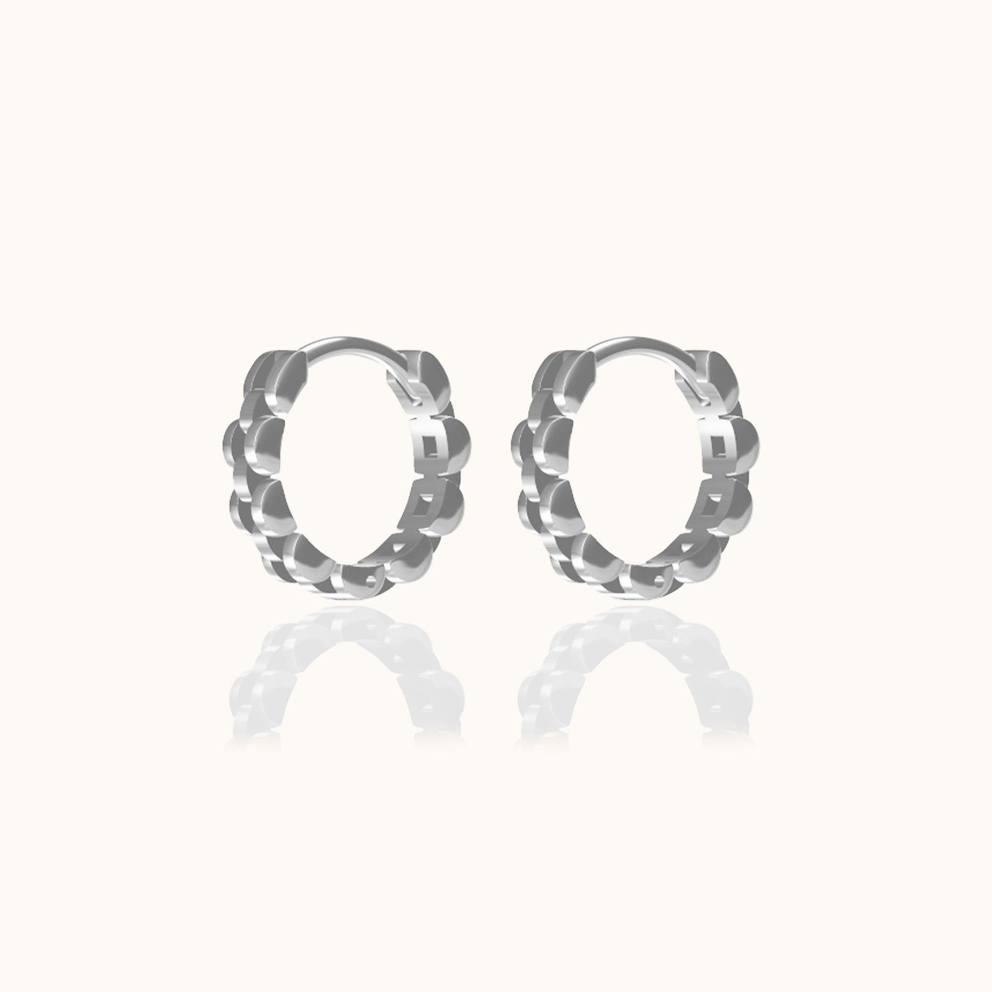 Mini Chain 925 Sterling Silver Petite Watch Link Huggie Watch Chain Hoop Earrings by Doviana